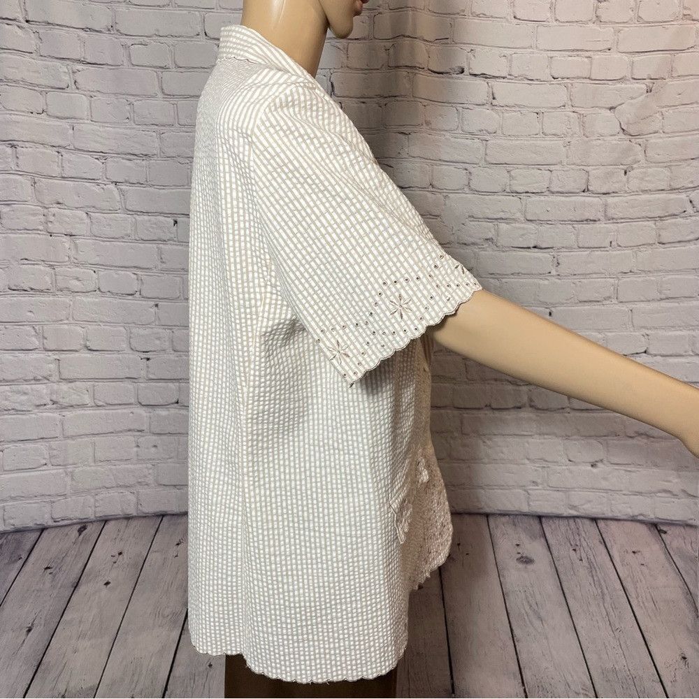 Other Susan Graver Style Embroidered Cotton Short Sleeve Jacket S Size L / US 10 / IT 46 - 3 Thumbnail