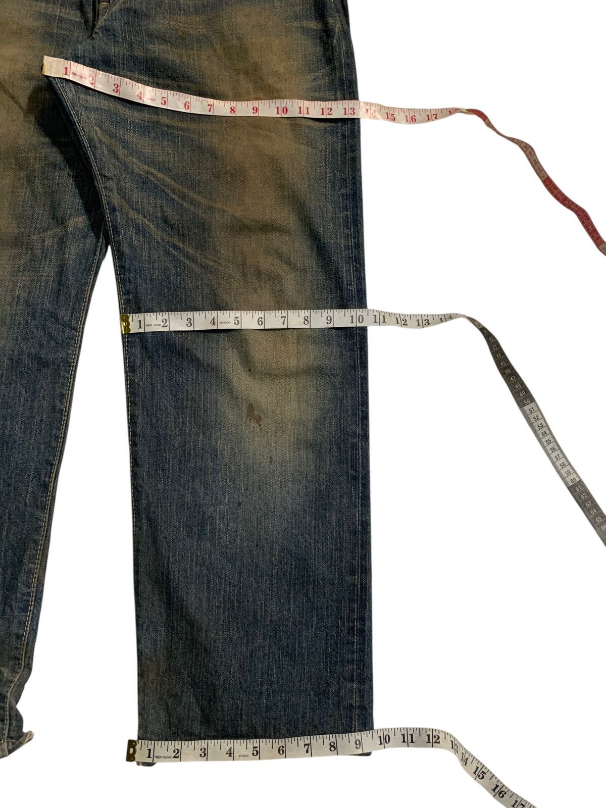 Kapital VINTAGE EDWIN 505Z BAGGY SELVEDGE RUSTY DISTRESSED DENIM Size US 35 - 18 Thumbnail