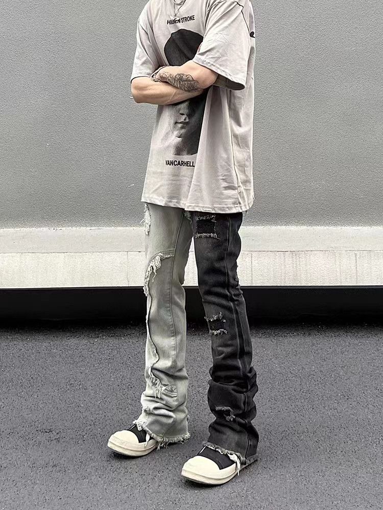 Japanese Brand × Jean Vintage washed black and white patchwork jeans Size US 32 / EU 48 - 5 Thumbnail