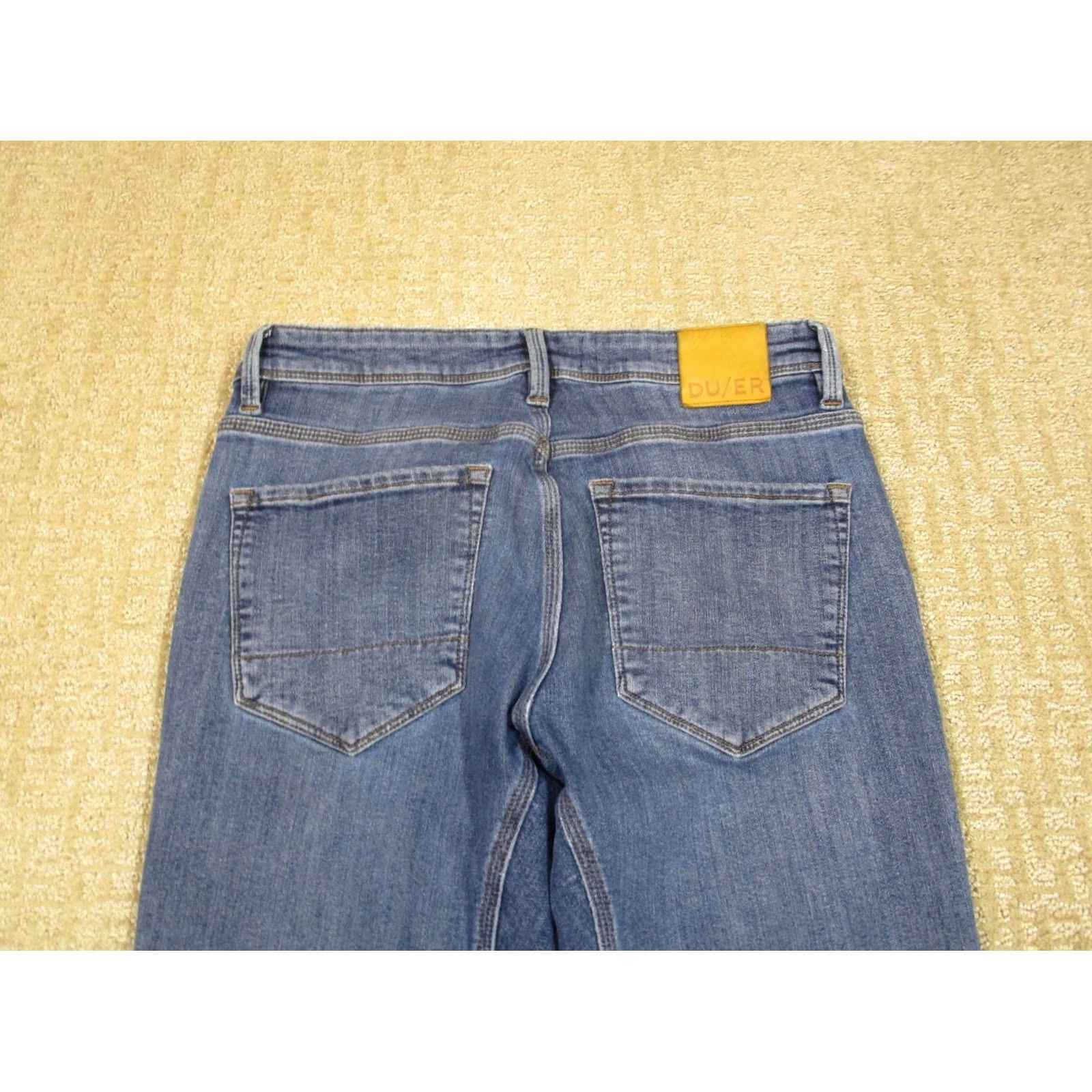 Denime DU/ER Jeans Men 32x30 Dark Wash Blue Slim Straight Jeans Denim 5-Pocket Logo Size US 32 / EU 48 - 4 Thumbnail