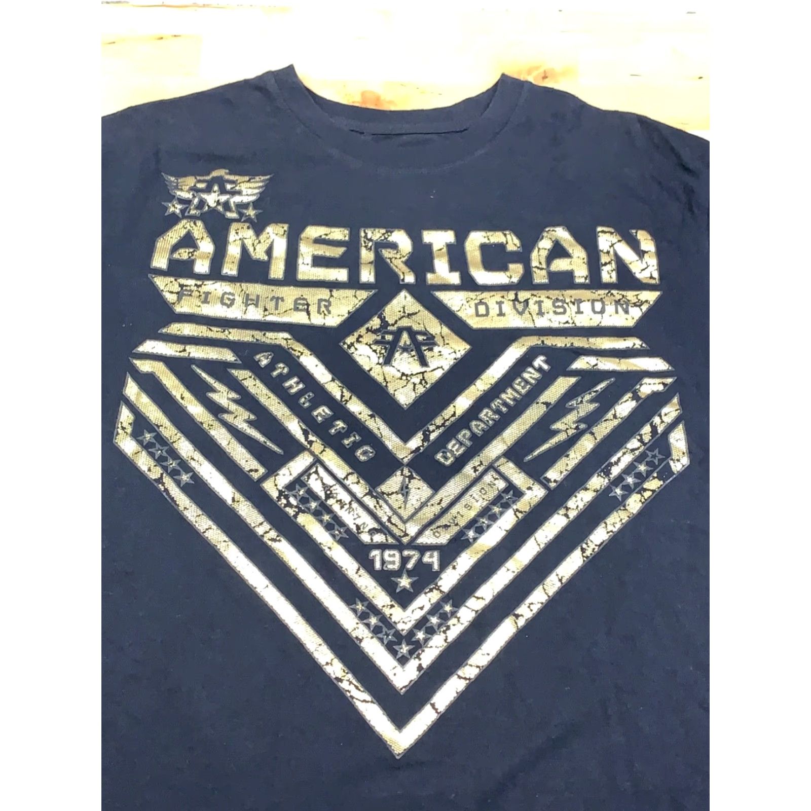 Vintage VINTAGE American Fighter Shirt Mens L Black Gold Crew Neck Short Sleeve 11179 Size US L / EU 52-54 / 3 - 3 Thumbnail