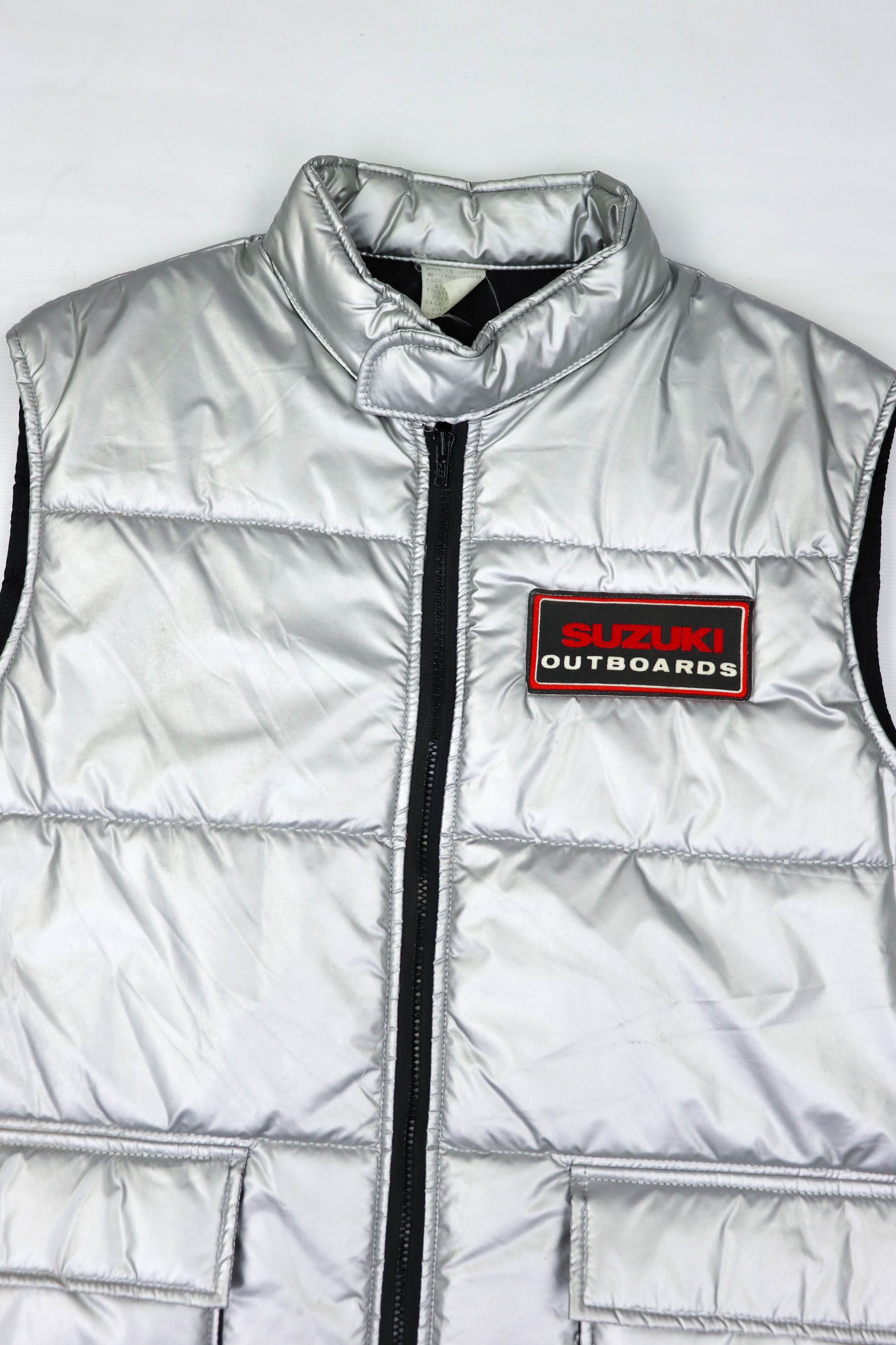 Vintage 90s Vintage Suzuki Made in Japan Silver Cropped Zip Vest Size US M / EU 48-50 / 2 - 3 Thumbnail
