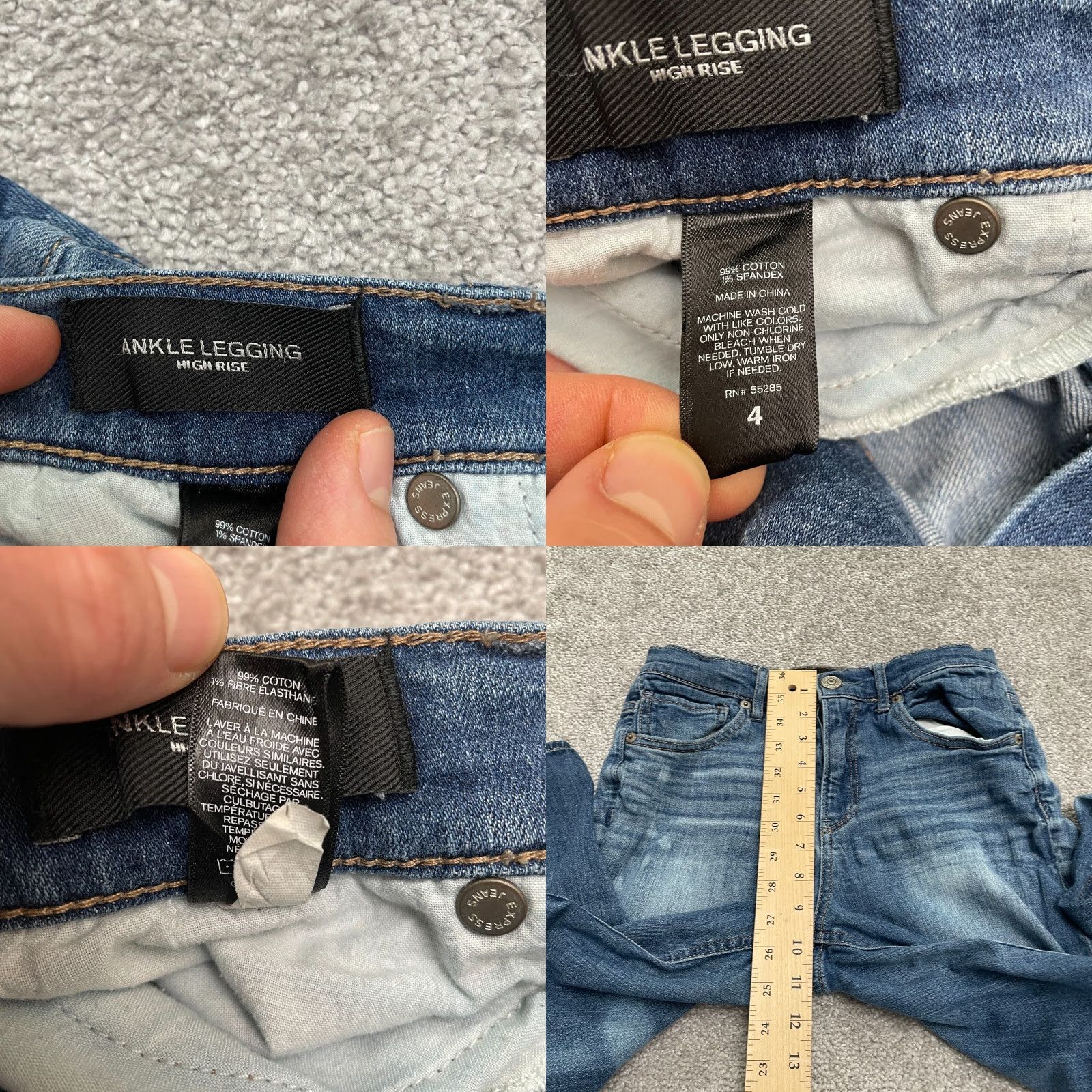 Express VINTAGE: No. Express Spotted Denim Ankle Jegging Women’s Sz 4 Blue High-Rise Jeans 28x27.5 Size 27" / US 4 / IT 40 - 8 Thumbnail