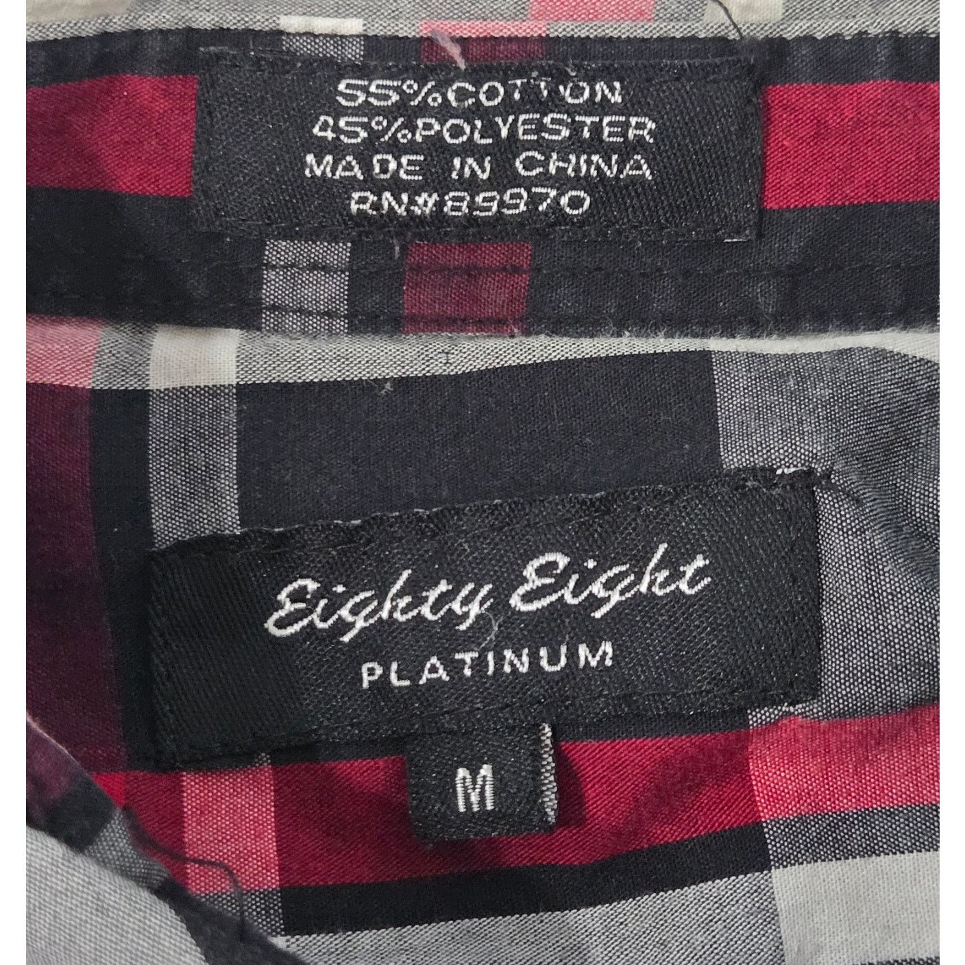 Eighty Eight Eighty Eight Red Black White Plaid Roll Tab Button Shirt M Size US M / EU 48-50 / 2 - 4 Thumbnail