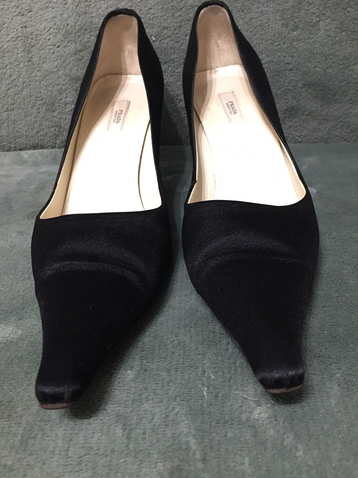 Prada PRADA Black Satin Kitten Heels Evening Shoe EU 38.5 Size US 8.5 / IT 38.5 - 5 Thumbnail