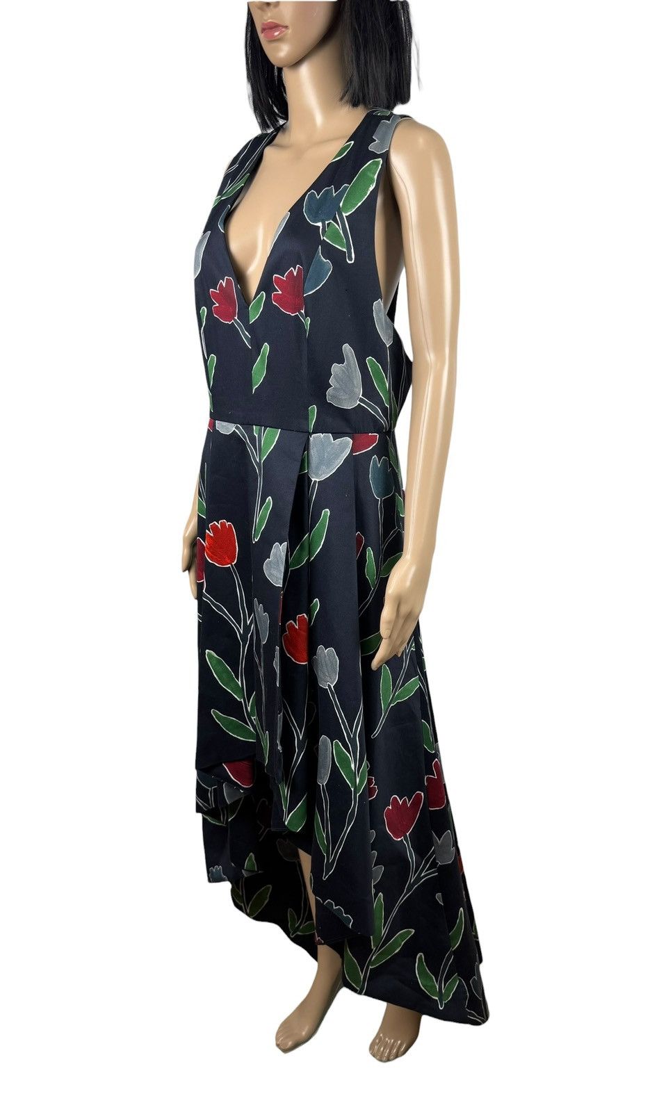 Alice + Olivia Alice + Olivia Tulip Printed High Low Cotton Dress Beckie Size L / US 10 / IT 46 - 4 Thumbnail
