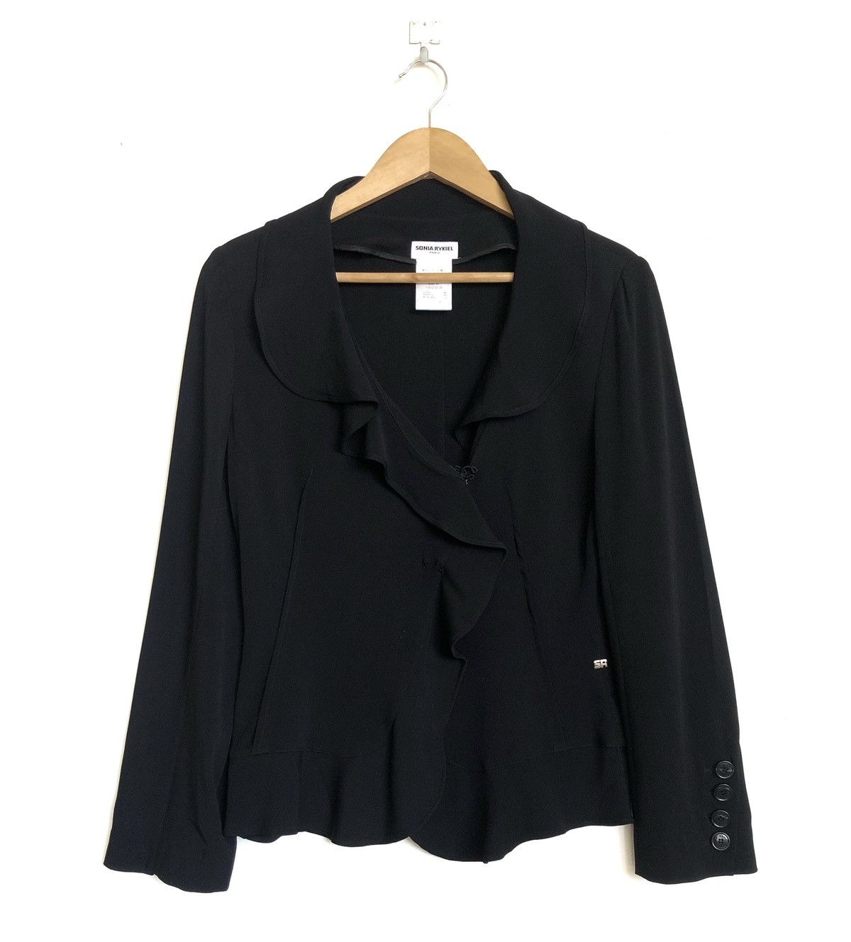 Sonia Rykiel HOOK BREASTED RAYON BLEND RUFFLE JACKET Size S / US 4 / IT 40 - 1 Thumbnail