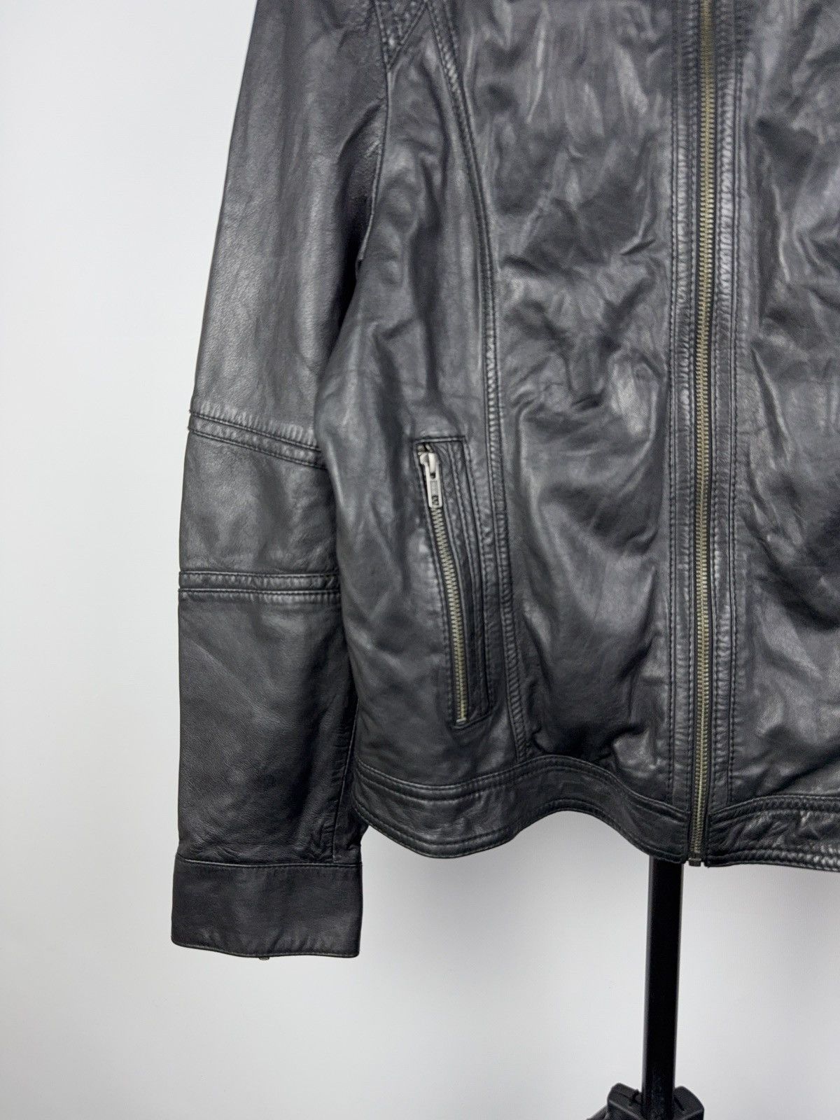 Vintage Vintage Leather Jacket Genuine Leahter bomber Moto Oldmoney Size L / US 10 / IT 46 - 3 Thumbnail