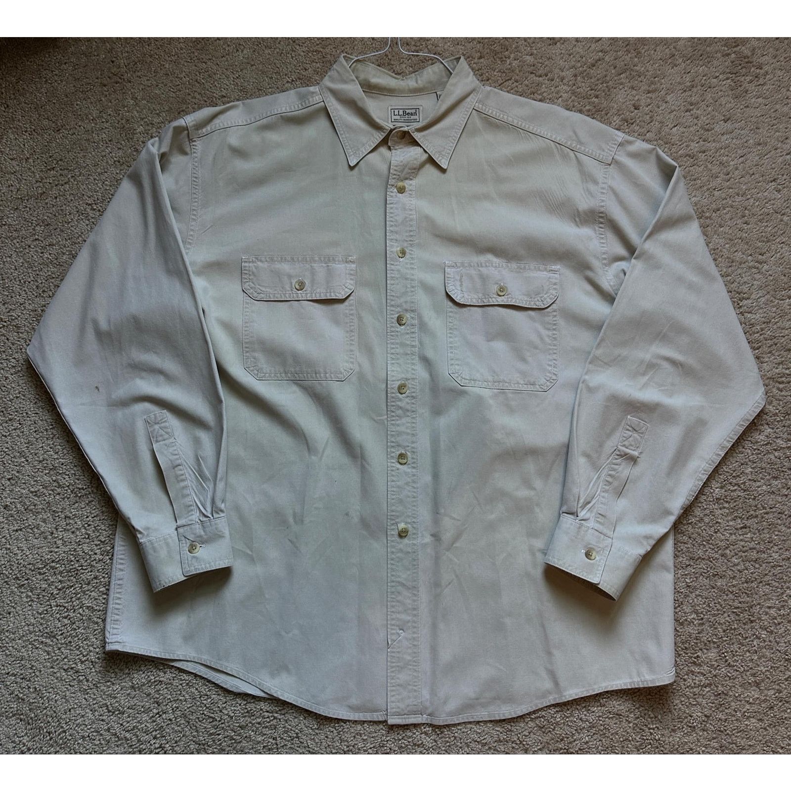 Other L.L.Bean 100% Cotton Long Sleeve Button-Up Shirt Beige L REG Size US L / EU 52-54 / 3 - 8 Thumbnail