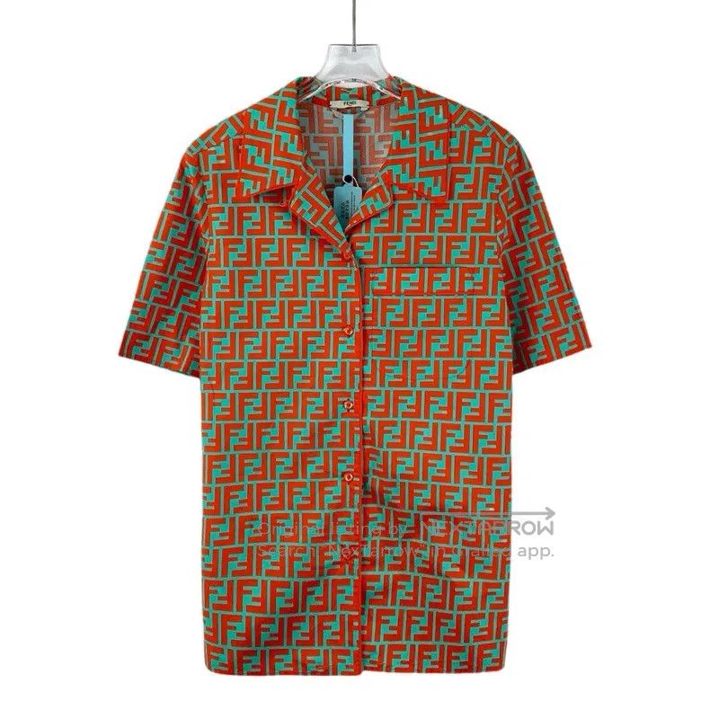 Fendi Color-blocked logo print all-over print cotton colla
