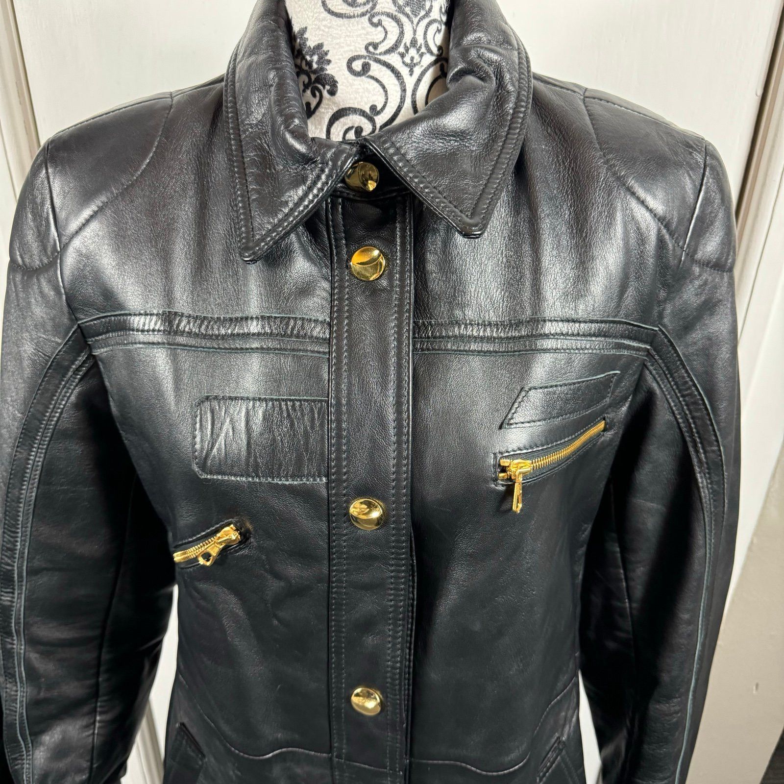 Mandelli Enrico Mandelli Black Long Sleeve Pockets Snap Front Classi Size M / US 6-8 / IT 42-44 - 2 Thumbnail