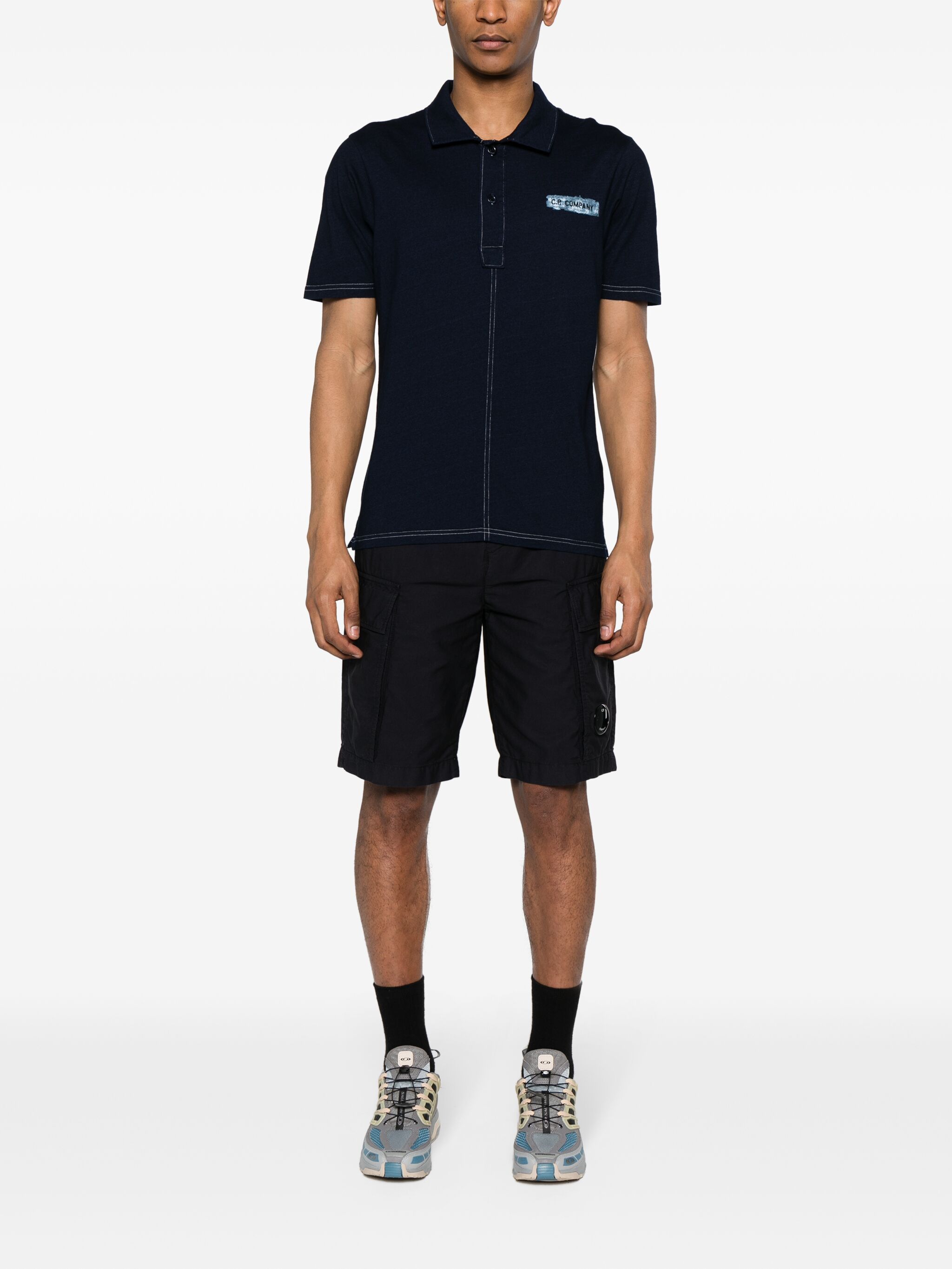 C.P. Company o1y1224 Logo Polo T-Shirt in Midnight Blue Size US S / EU 44-46 / 1 - 2 Thumbnail