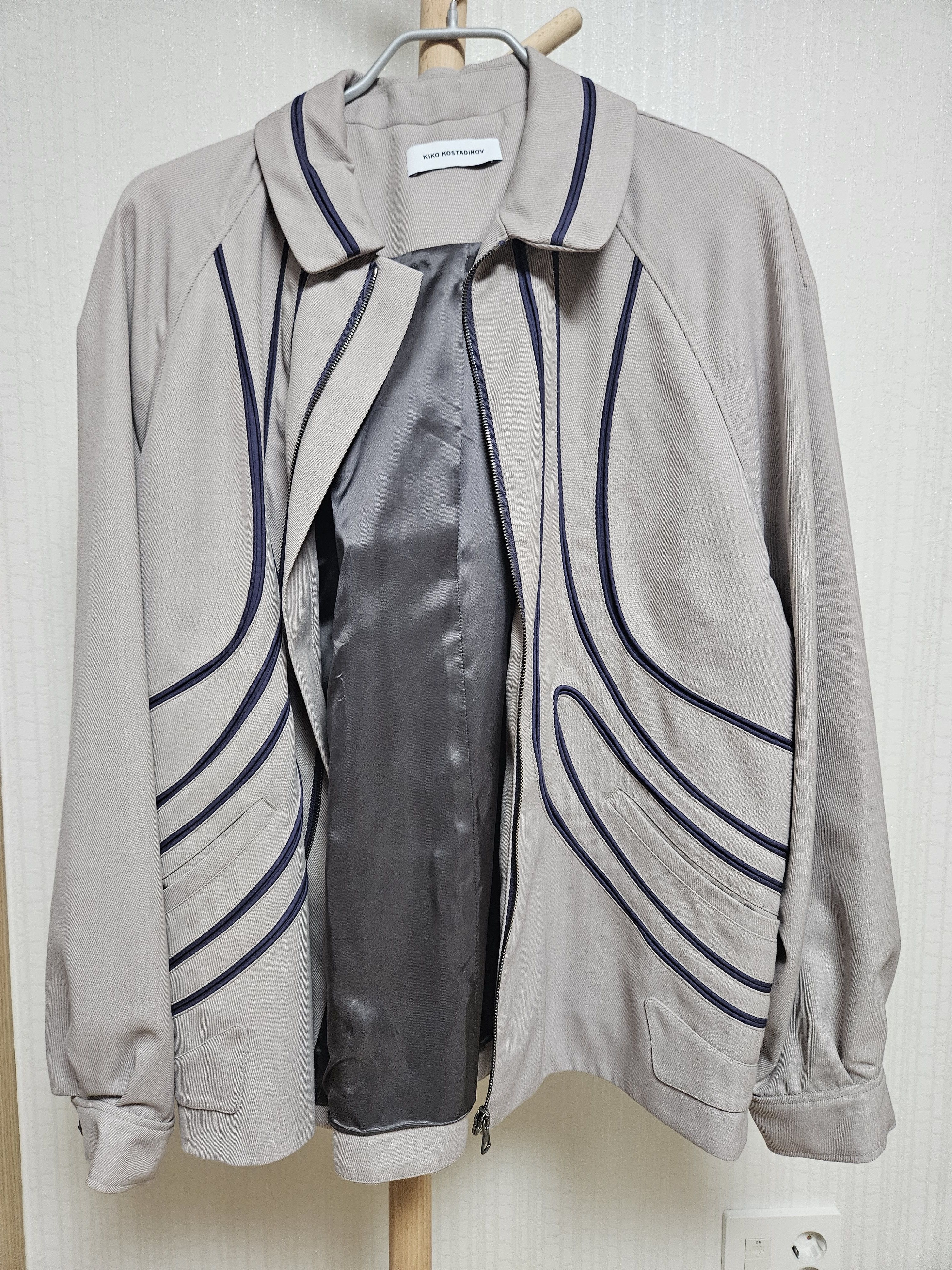 image of Kiko Kostadinov Giran Piping Jacket in Beige/Petunia, Men's (Size Small)