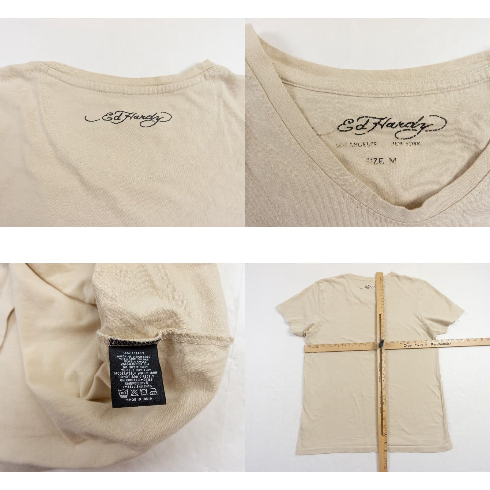 Ed Hardy Ed Hardy Women's T-Shirt Short Sleeve Beige Cotton Knit Regular Size M Basic Casual All Seasons Size M / US 6-8 / IT 42-44 - 8 Thumbnail