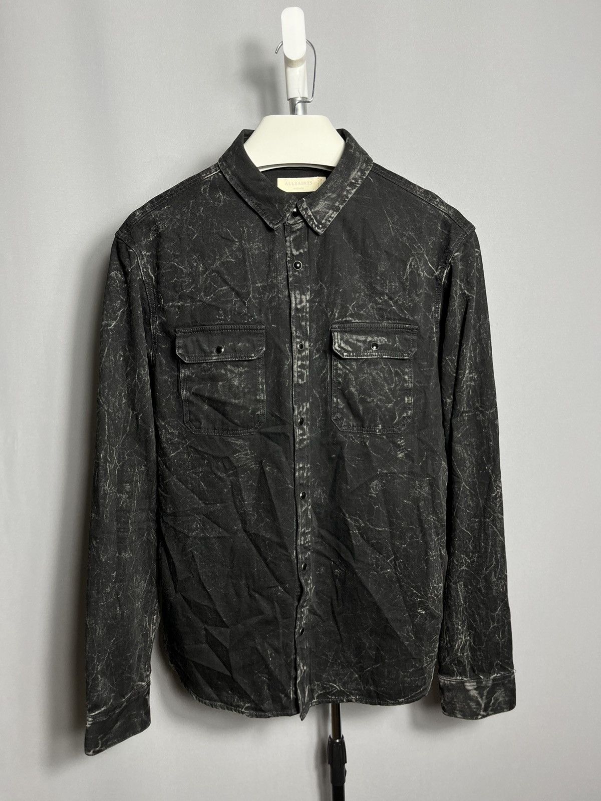 Allsaints Allsaints Nokken Denim Shirt Men’s Snap Long Sleeve Black Size US M / EU 48-50 / 2 - 1 Thumbnail