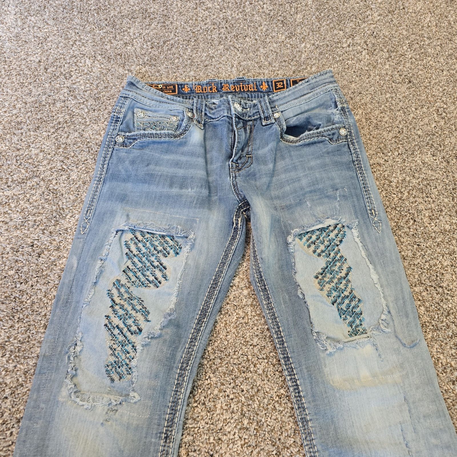 Rock Revival Rock Revival Men's Blue Denim Tom Straight Jeans - Size 32 Size US 32 / EU 48 - 3 Thumbnail