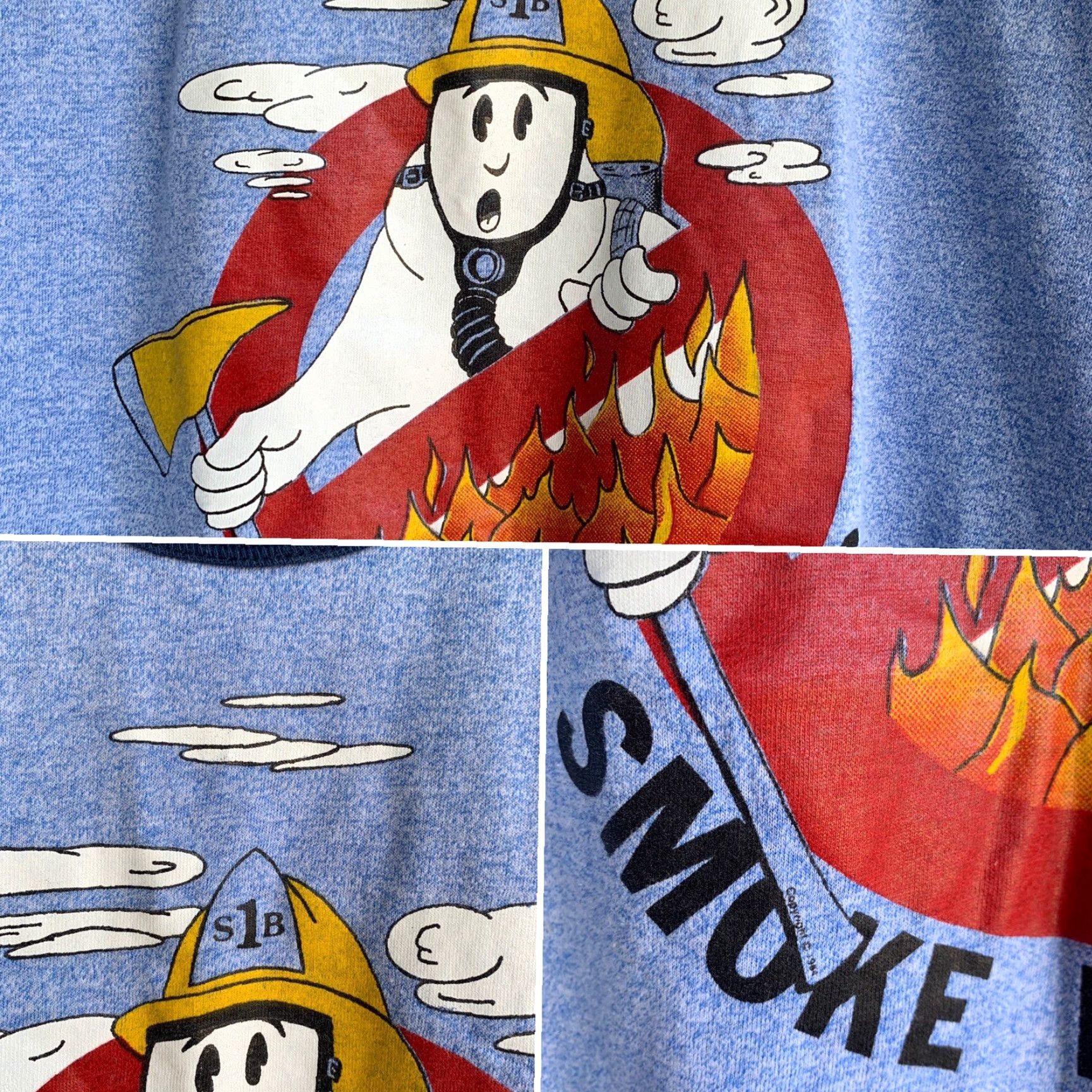 Vintage VINTAGE Smoke Busters Ringer Tee 80s T Shirt Ghost In Fire Fighter Hat Fireman M Blue Men Graphic Tee 1980s Size US M / EU 48-50 / 2 - 7 Thumbnail