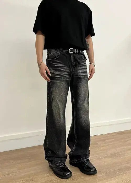 Japanese Brand × Jean Vintage washed black micro-flare casual jeans Size US 32 / EU 48 - 3 Thumbnail