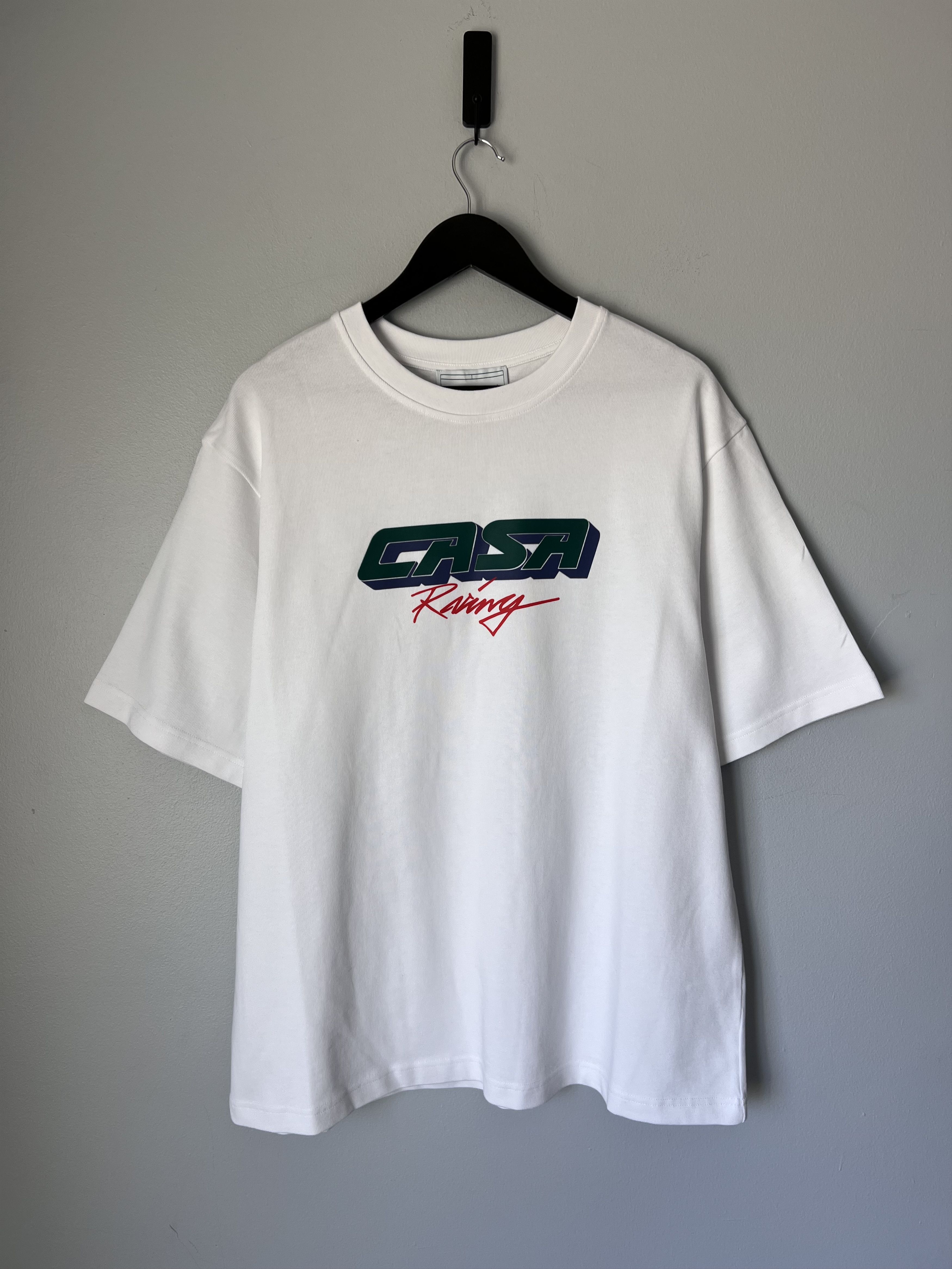 Casablanca Casa Racing 3D Printed Oversized Tee in White, image size:3500x4667