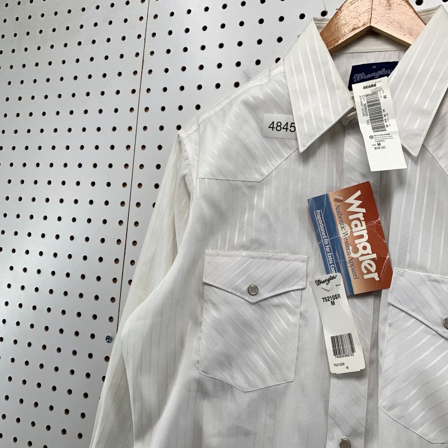 Wrangler VINTAGE Wrangler Shirt Mens Medium White 90s Pearl Snap Tonal Stripe Western Cowboy Size US M / EU 48-50 / 2 - 7 Thumbnail