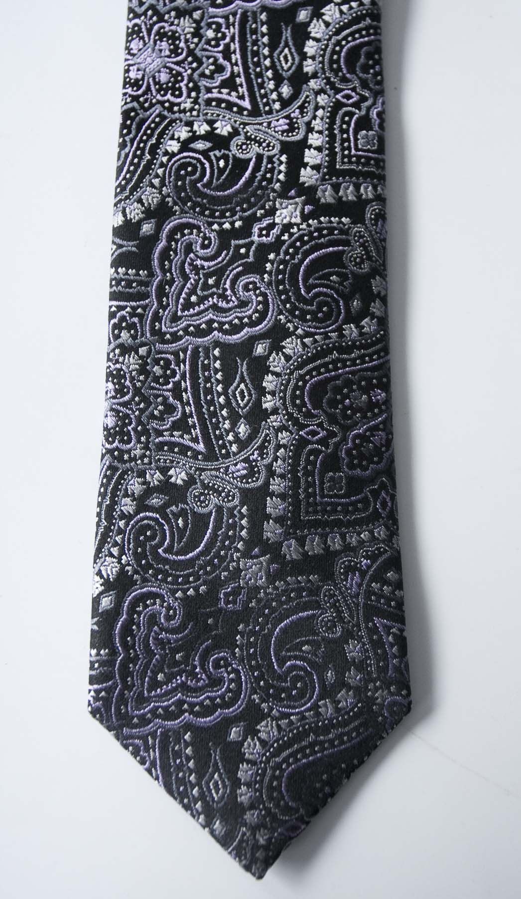 Ted Baker Ted Baker Tie Paisley Silk Gray / Purple Size ONE SIZE - 3 Thumbnail