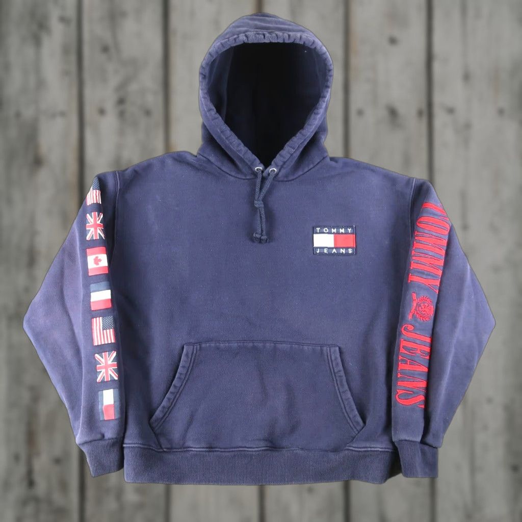 Tommy Hilfiger VINTAGE Tommy Hilfiger Jeans Sweatshirt Hoodie Adult M Medium Blue Pullover Mens Size US M / EU 48-50 / 2 - 1 Thumbnail