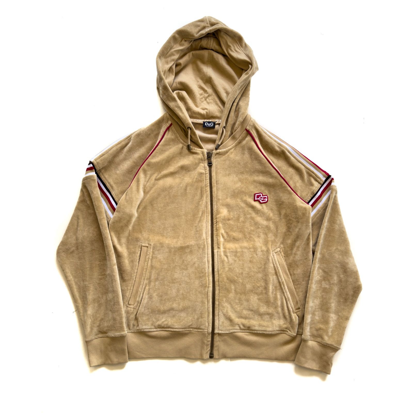 image of Dolce Gabbana Velour Zip-Up Hoodie in Brown, Men's (Size Medium)