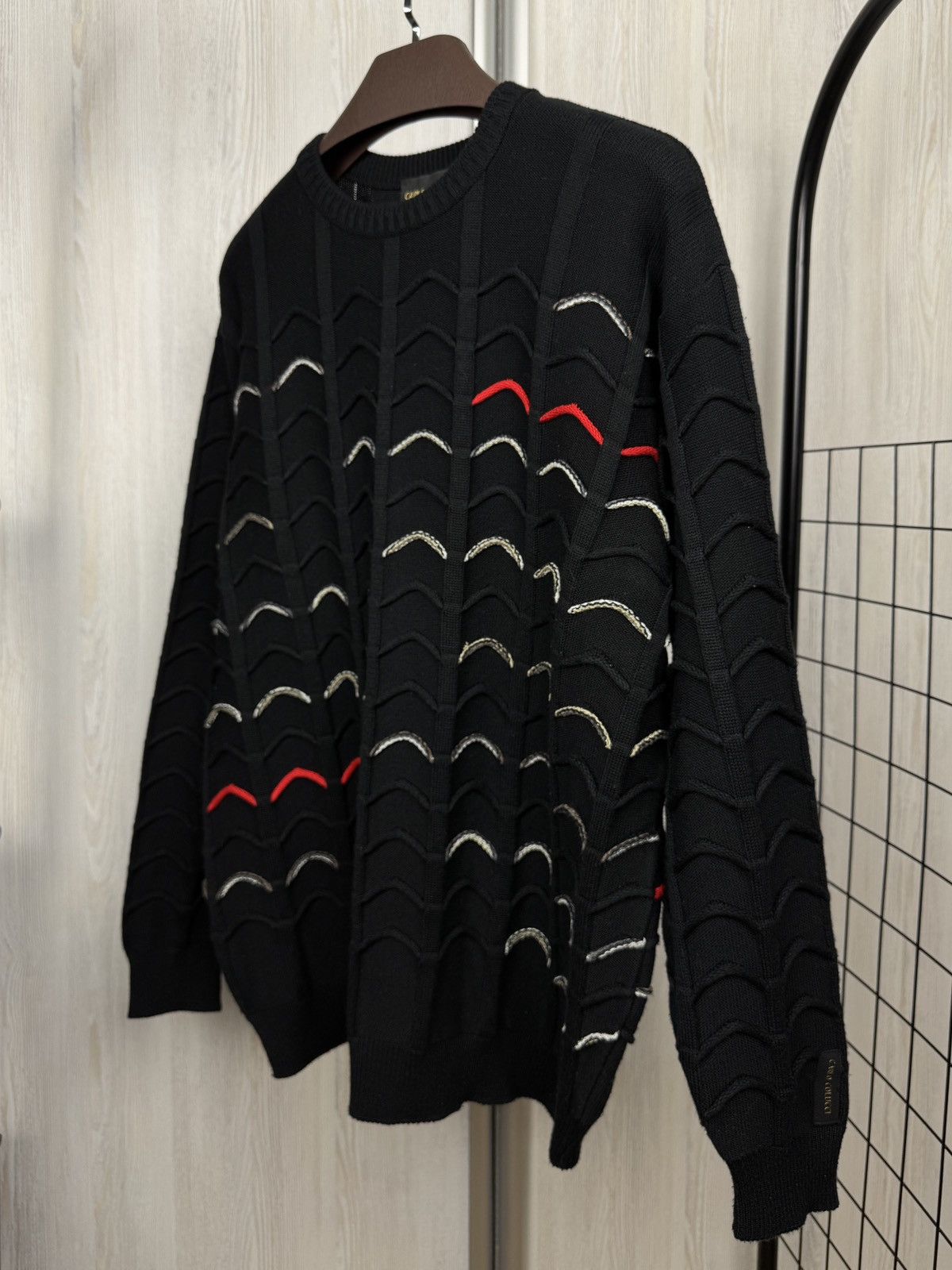 Carlo Colucci Carlo Colucci black cable knitted cotton sweater size 54 Size US L / EU 52-54 / 3 - 6 Thumbnail