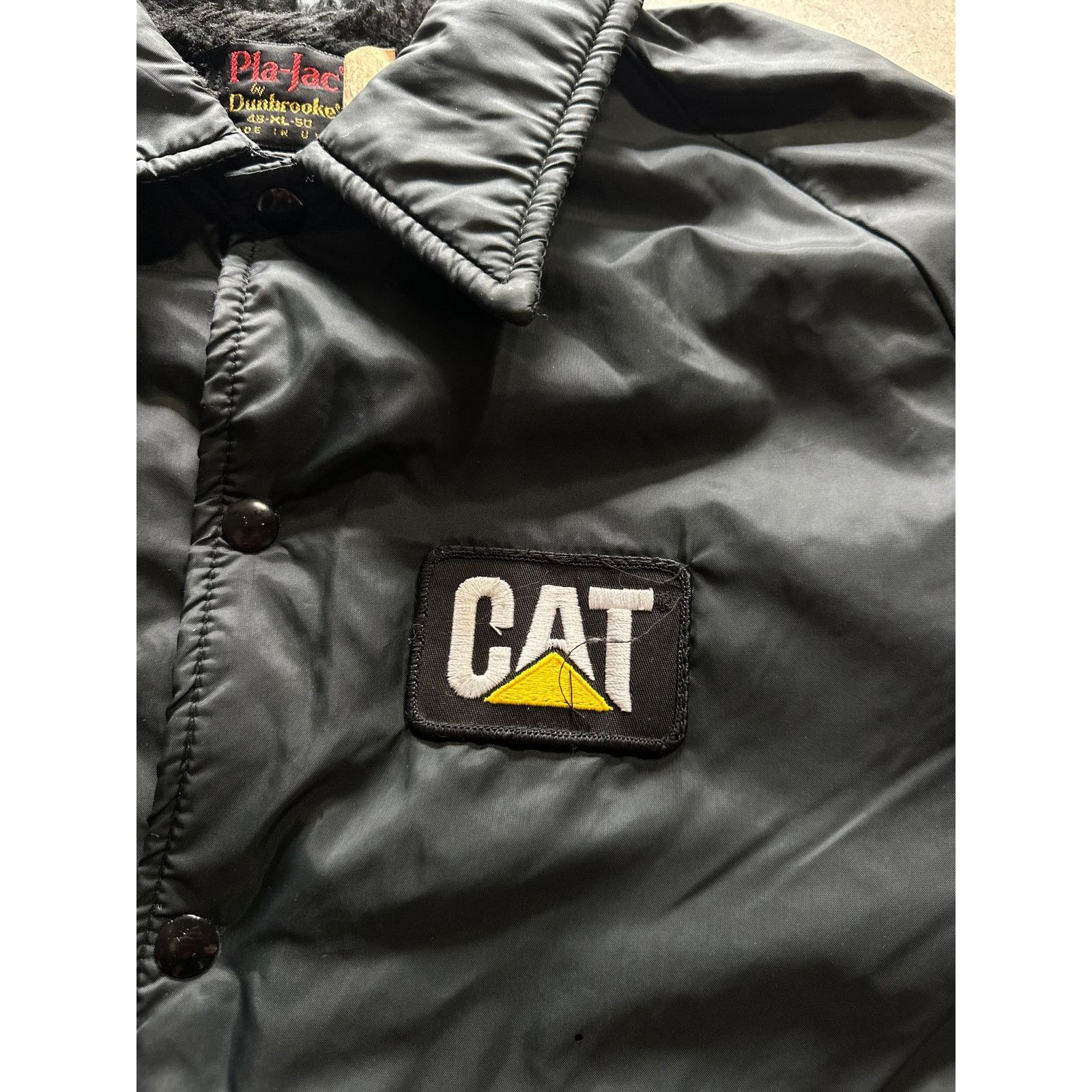 Caterpillar × Vintage Vintage CAT Construction Patch 90s 80s Faux Fur Lined Jacket Size US XL / EU 56 / 4 - 3 Thumbnail