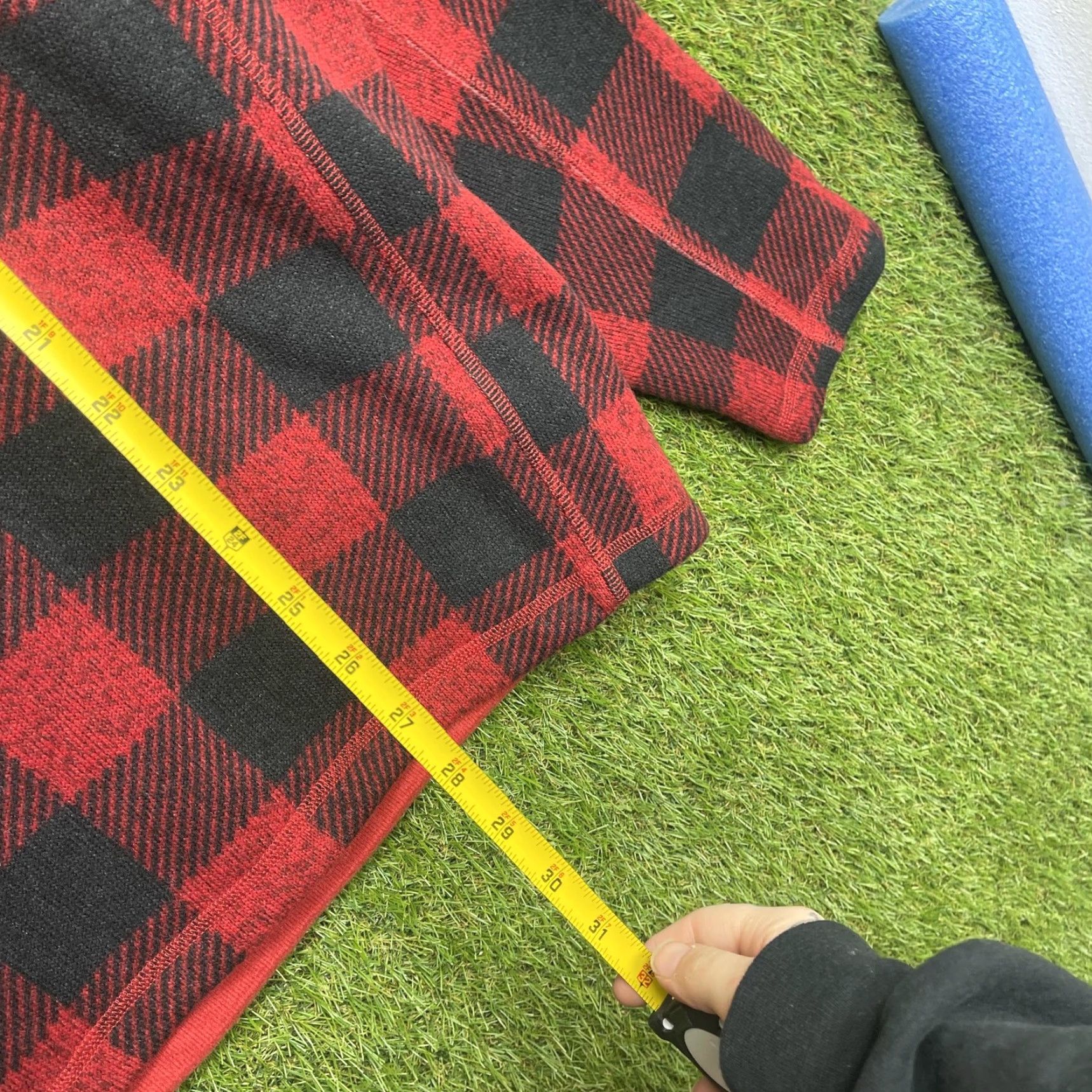 North Face Mens Sweatshirt XL Red Black Plaid Fleece 1/4 Zip Pullover Outdoor