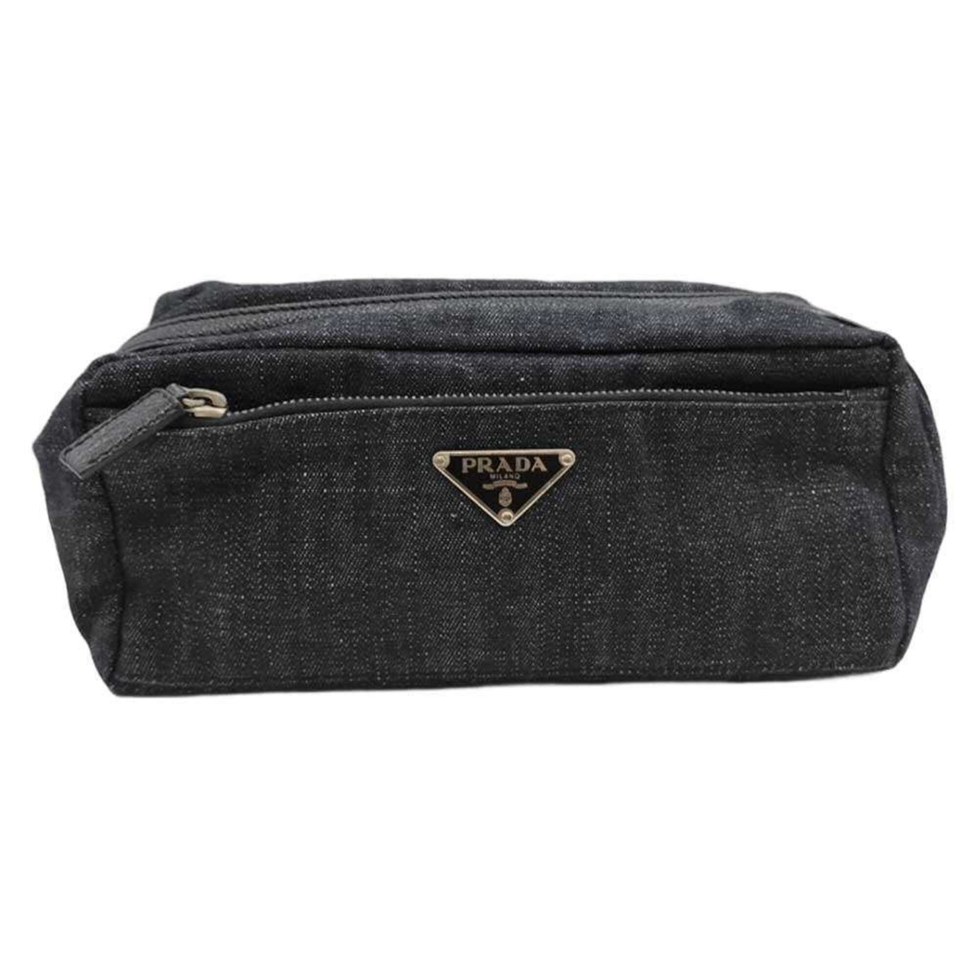Prada Prada Multi Pouch, Denim Canvas, Navy, Triangle Design, Women's PRADA Size ONE SIZE - 1 Thumbnail