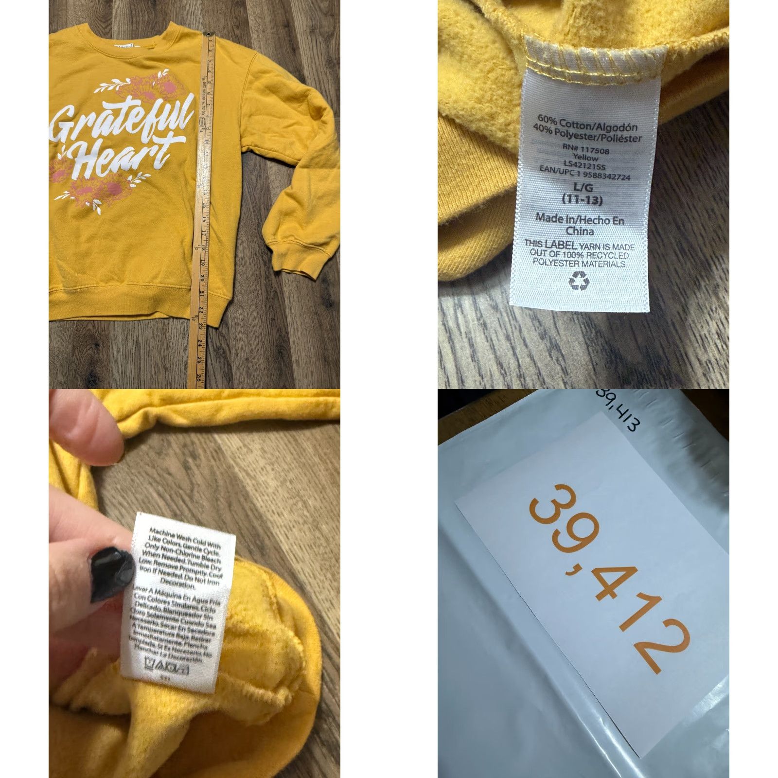 Vintage Wound Up Sweater Girl's Large Yellow Pink White Pullover Crew Neck Grateful Heart Womens Sweater Pullover Casual Regular Sleeve Long Vintage No Size L / US 10 / IT 46 - 8 Thumbnail