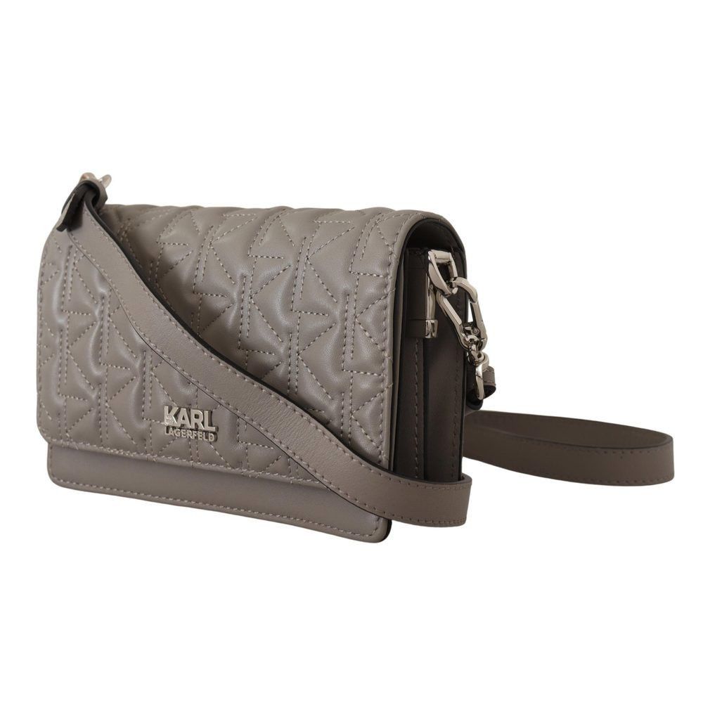 Karl Lagerfeld Karl Lagerfeld Light Grey Leather Crossbody Bag Size ONE SIZE - 3 Thumbnail