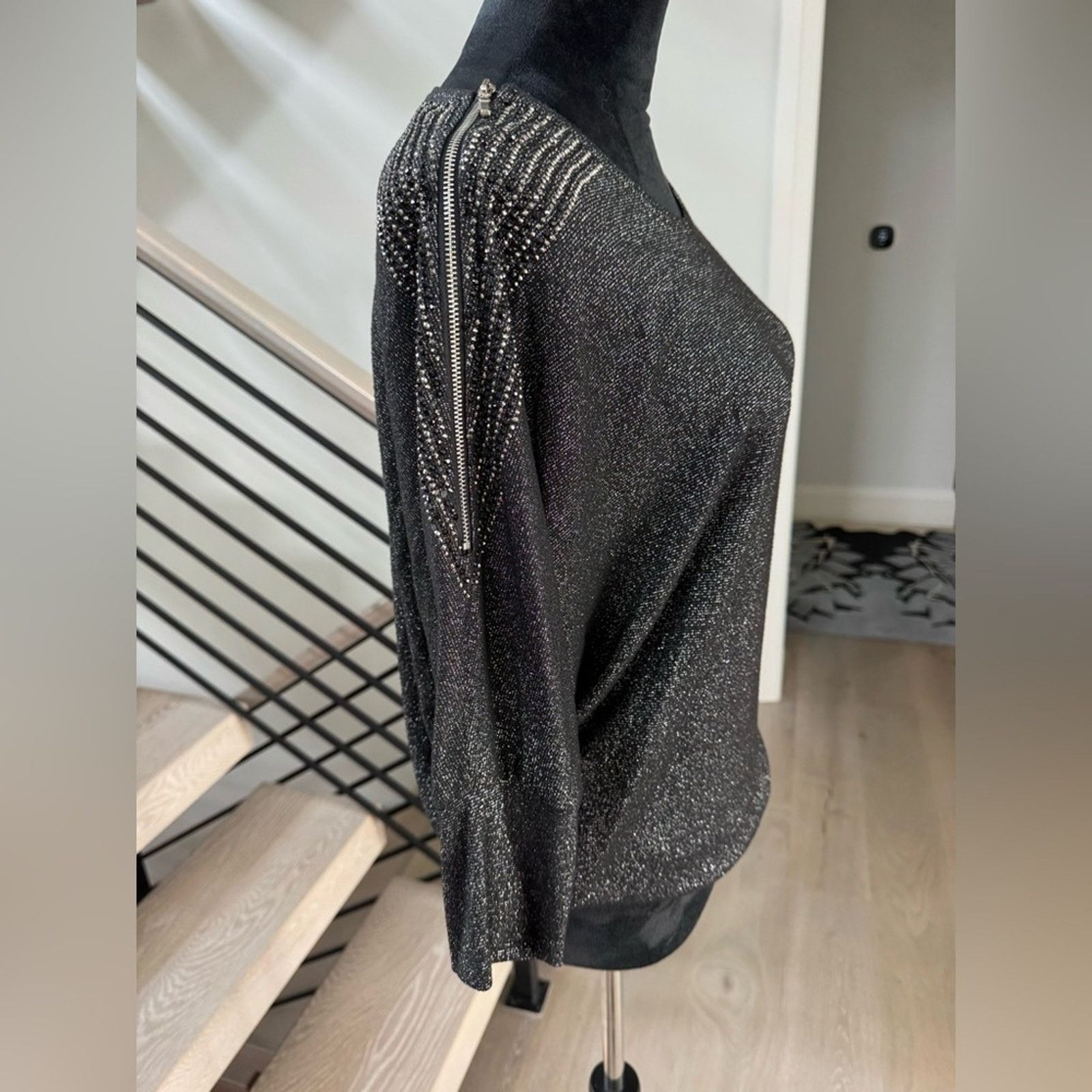 Other New Sparkling Black 3/4 Sleeve Sweater Size S / US 4 / IT 40 - 5 Thumbnail