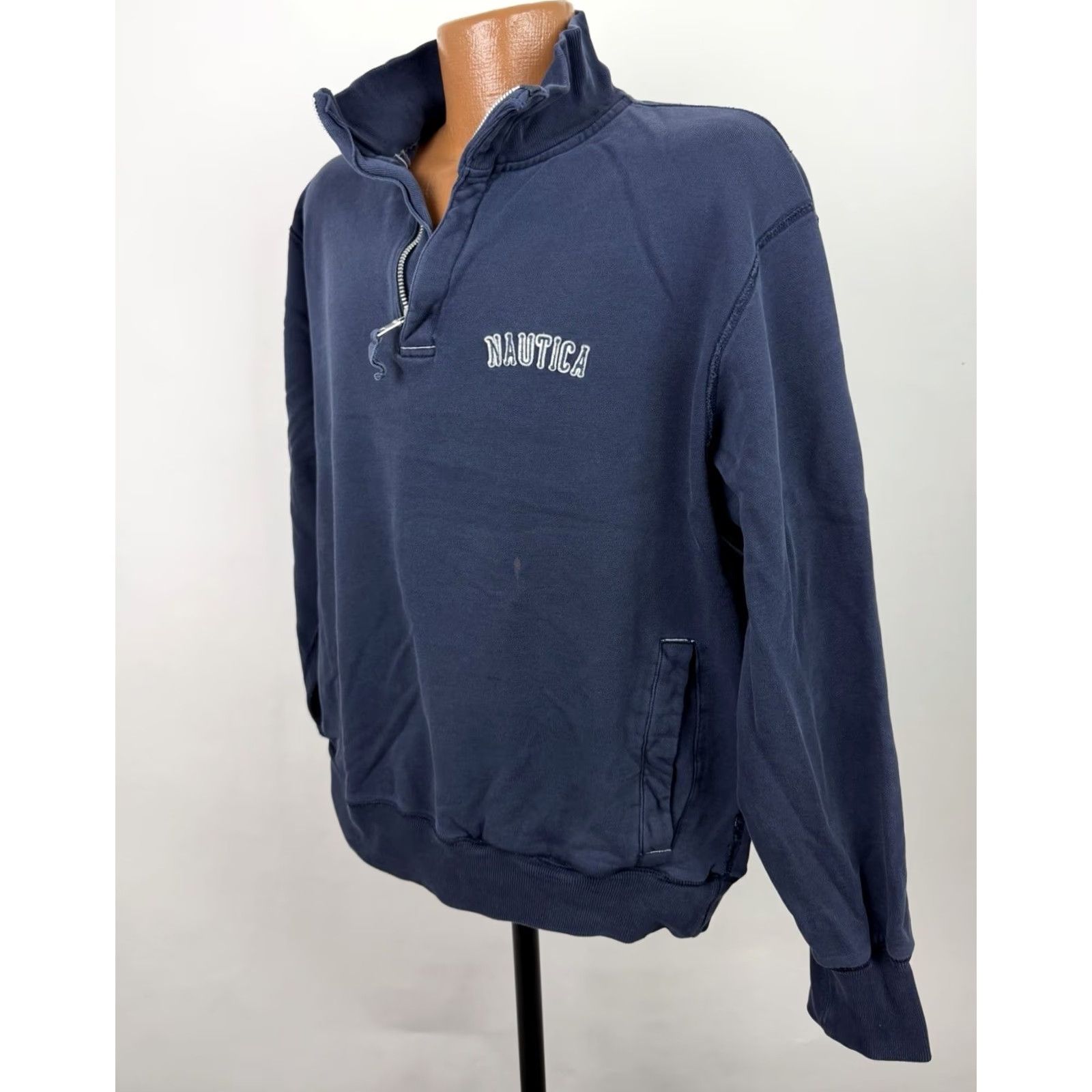 Nautica VINTAGE Nautica Sweatshirt Mens M Navy 1/4 Zip Pockets Knit Pullover Blue Casual Nautical Mens Size US M / EU 48-50 / 2 - 6 Thumbnail
