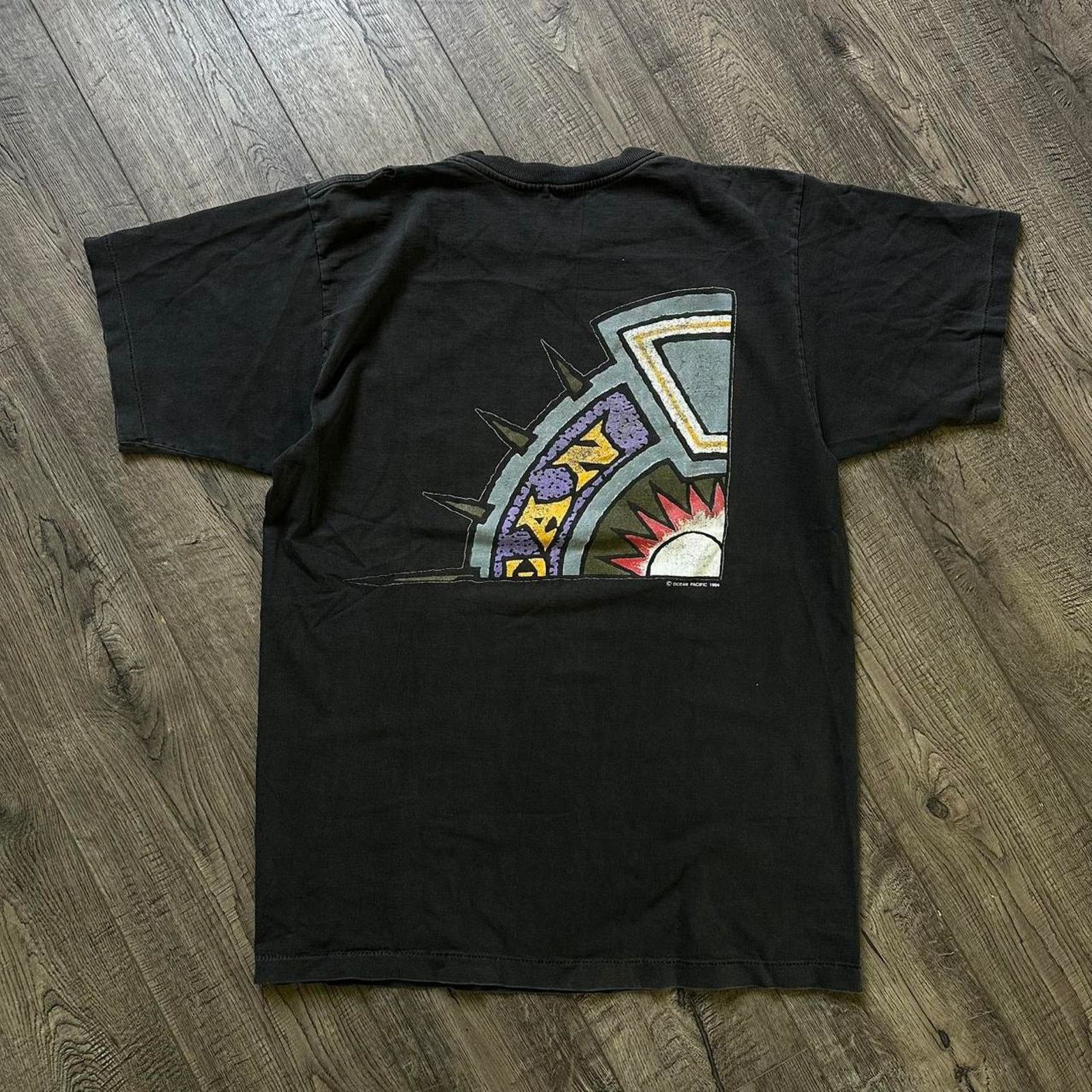 Ocean Pacific × Vintage Vintage 90s Ocean Pacific Black Surf Skate Graphic Tee Shirt Size US M / EU 48-50 / 2 - 2 Thumbnail