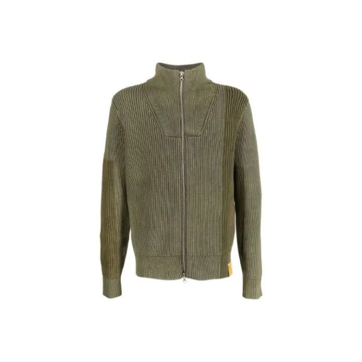 Diesel Military Green Knit Zip-Up Sweater 0079
