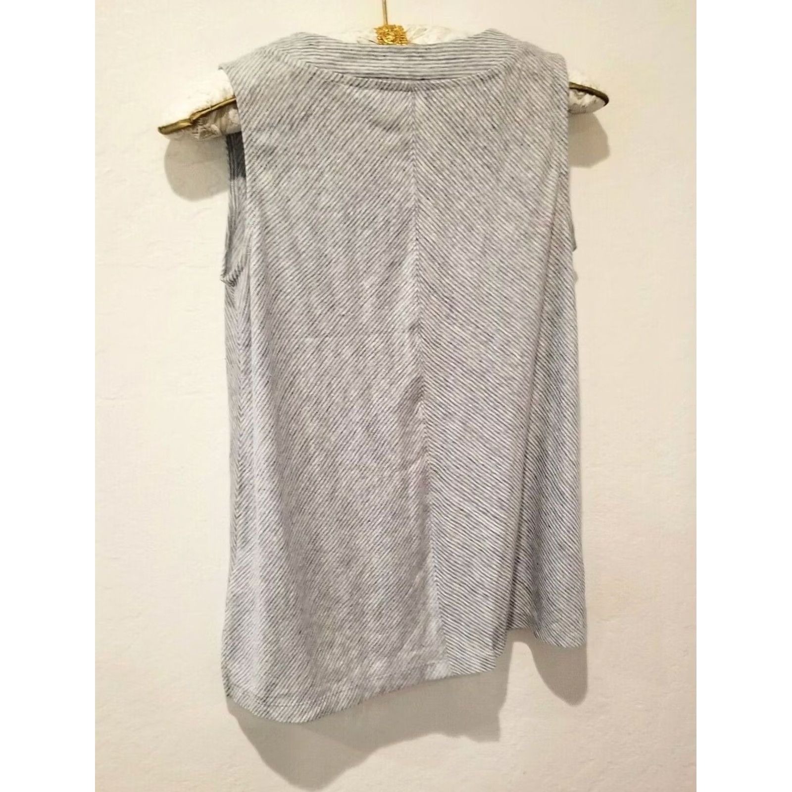 Vintage Sigrid Olsen Womens Small Sleeveless V-Neck Top Lightweight Linen Stripe Blue Size S / US 4 / IT 40 - 2 Thumbnail