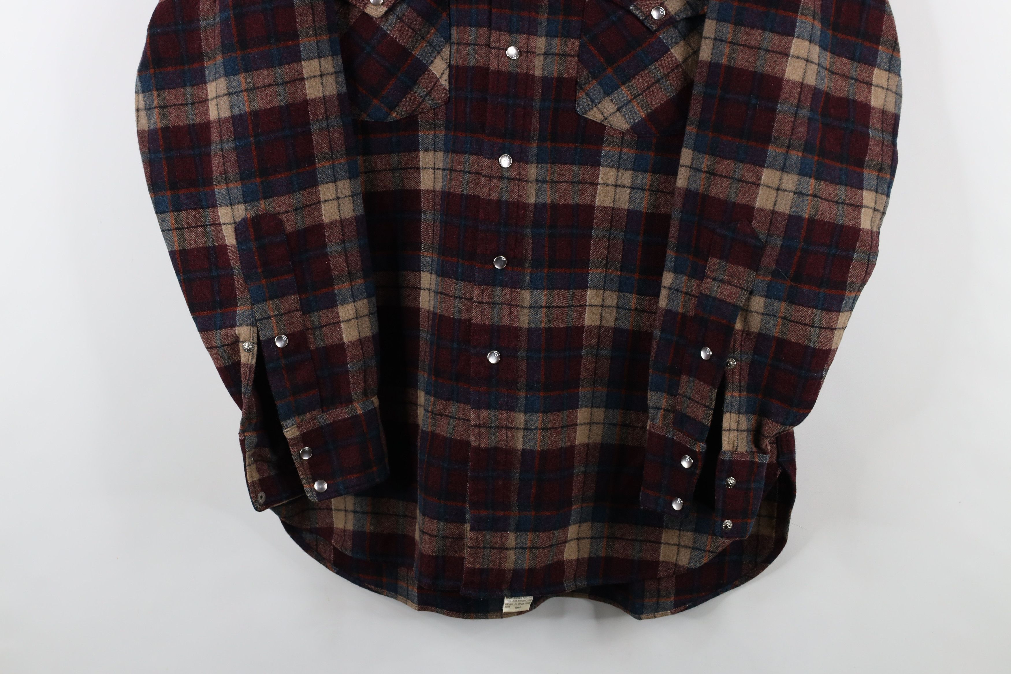 Pendleton Vintage 70s Pendleton Wool Snap Button Shirt Plaid USA Size US L / EU 52-54 / 3 - 3 Thumbnail