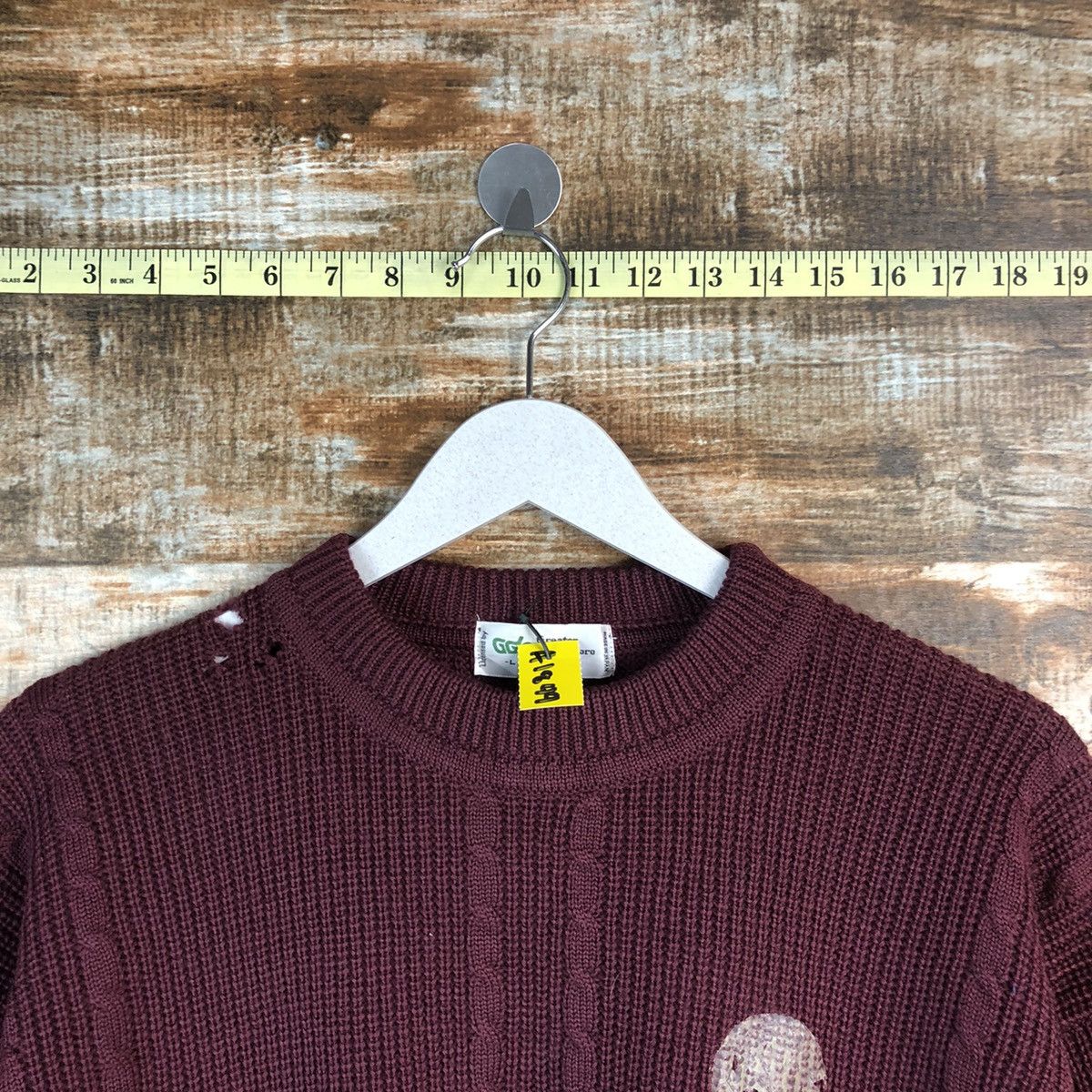 Homespun Knitwear × Japanese Brand Greater Green boro ripped distressed Maroon Knitwear #A1849 Size US M / EU 48-50 / 2 - 4 Thumbnail