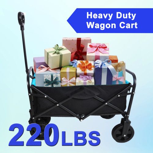 Designer × Homemade Mini Folding Wagon Garden Shopping Beach Cart (black+blue) Size US L / EU 52-54 / 3 - 3 Thumbnail