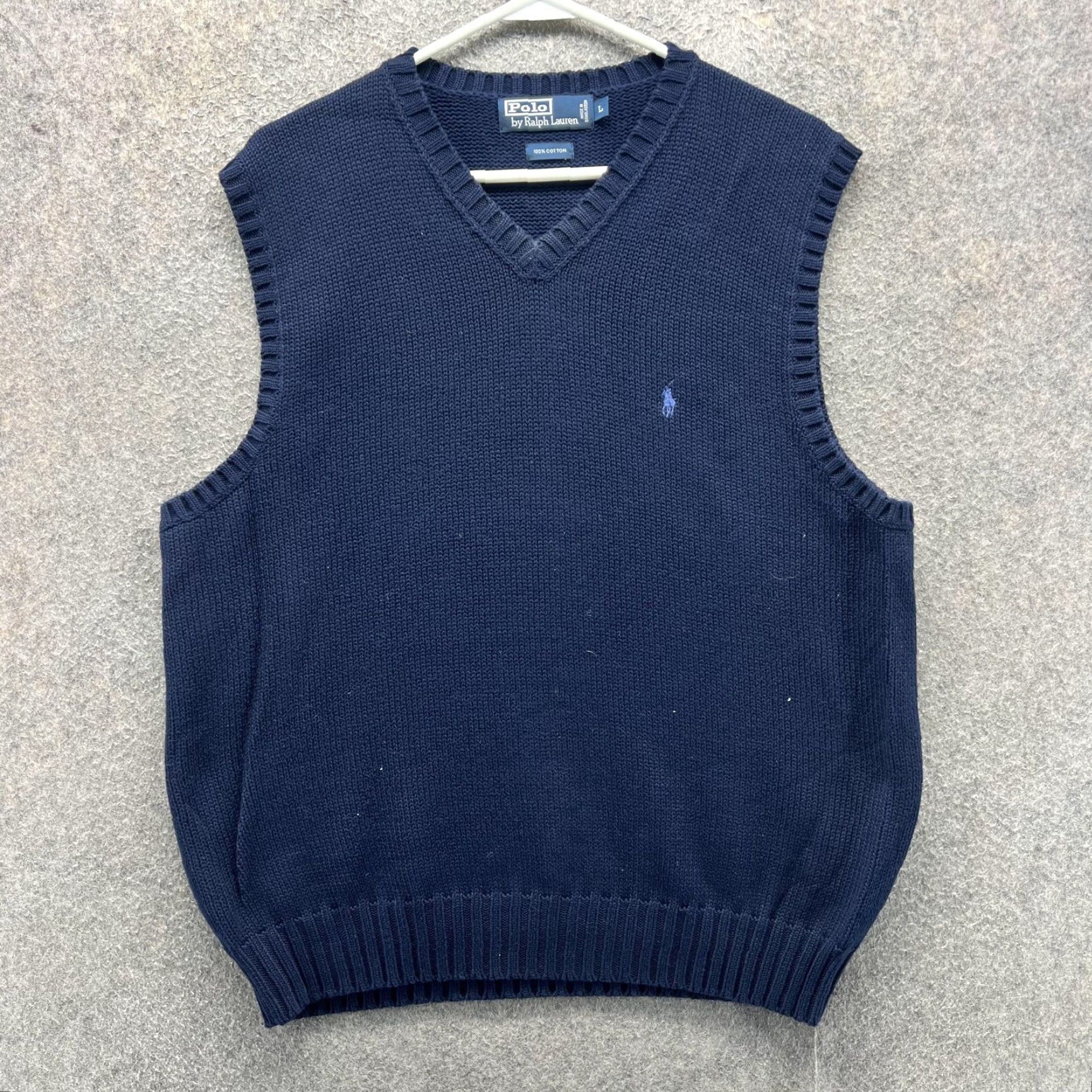 Polo Ralph Lauren Polo Ralph Lauren Sweater Vest Mens Large Blue 100% Cotton V Neck Pony Logo Vest, Knit, Solid, Casual, Fall Mens L Size US L / EU 52-54 / 3 - 2 Thumbnail