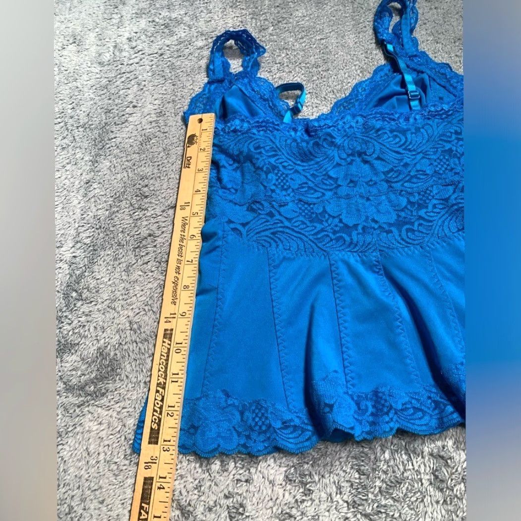 Vintage Frederick's of Hollywood Camisole Blue Lace Trim S Womens Small Size ONE SIZE - 7 Thumbnail