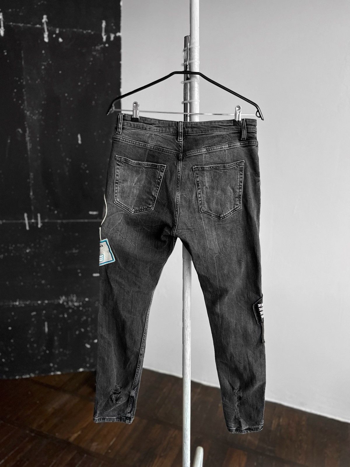 Designer × Zara Zara Man “Regret Nothing” Gray Denim Straight Jeans Zipper Size US 32 / EU 48 - 3 Thumbnail