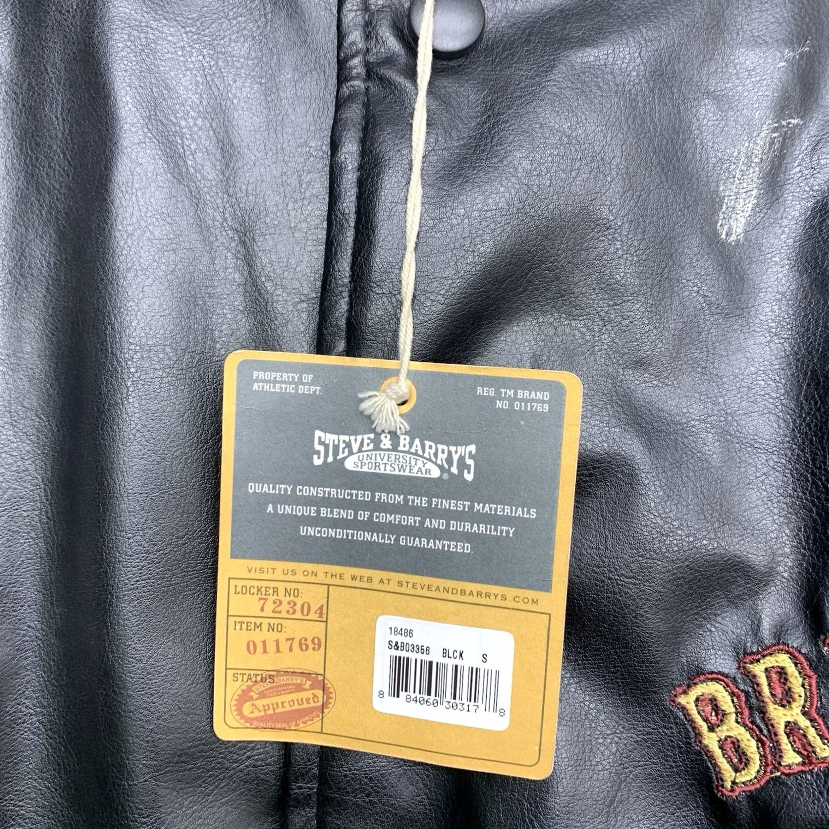 Vintage Steve & Barry’s Brew Crew Varsity Jacket Mens S Leather NWT Black 90s Army Beer College Logo Embroidered Snap Mid-Length Jacket Size US S / EU 44-46 / 1 - 5 Thumbnail