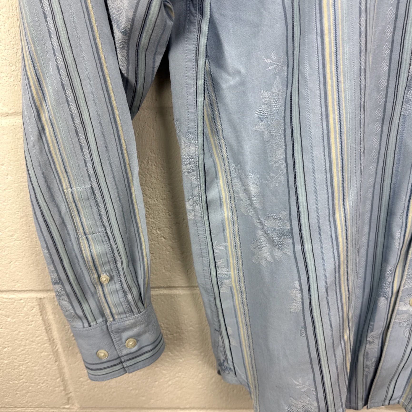 Tommy Bahama VINTAGE Tommy Bahama Shirt Men's Large Blue Floral Striped Silk Cotton Button-Up Hawaiian Casual Formal Size US L / EU 52-54 / 3 - 6 Thumbnail
