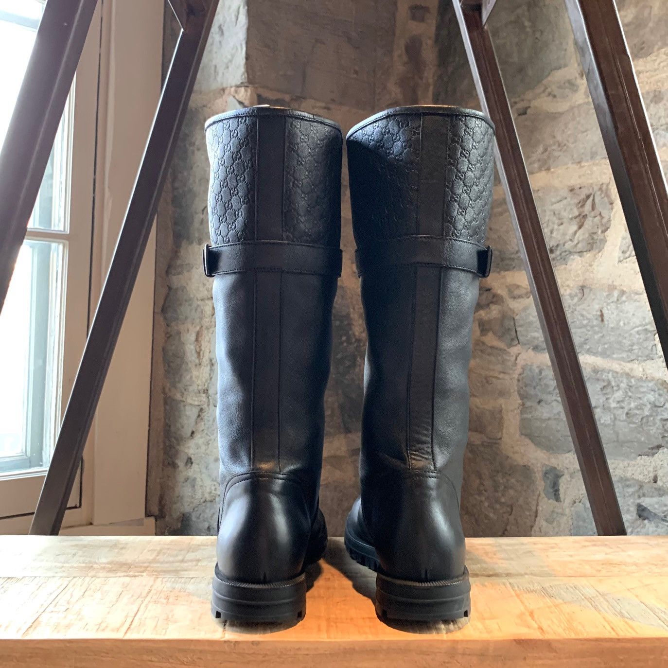 Gucci Gucci Black Leather Microguccissima Pull-on Boots Size US 7.5 / IT 37.5 - 5 Thumbnail