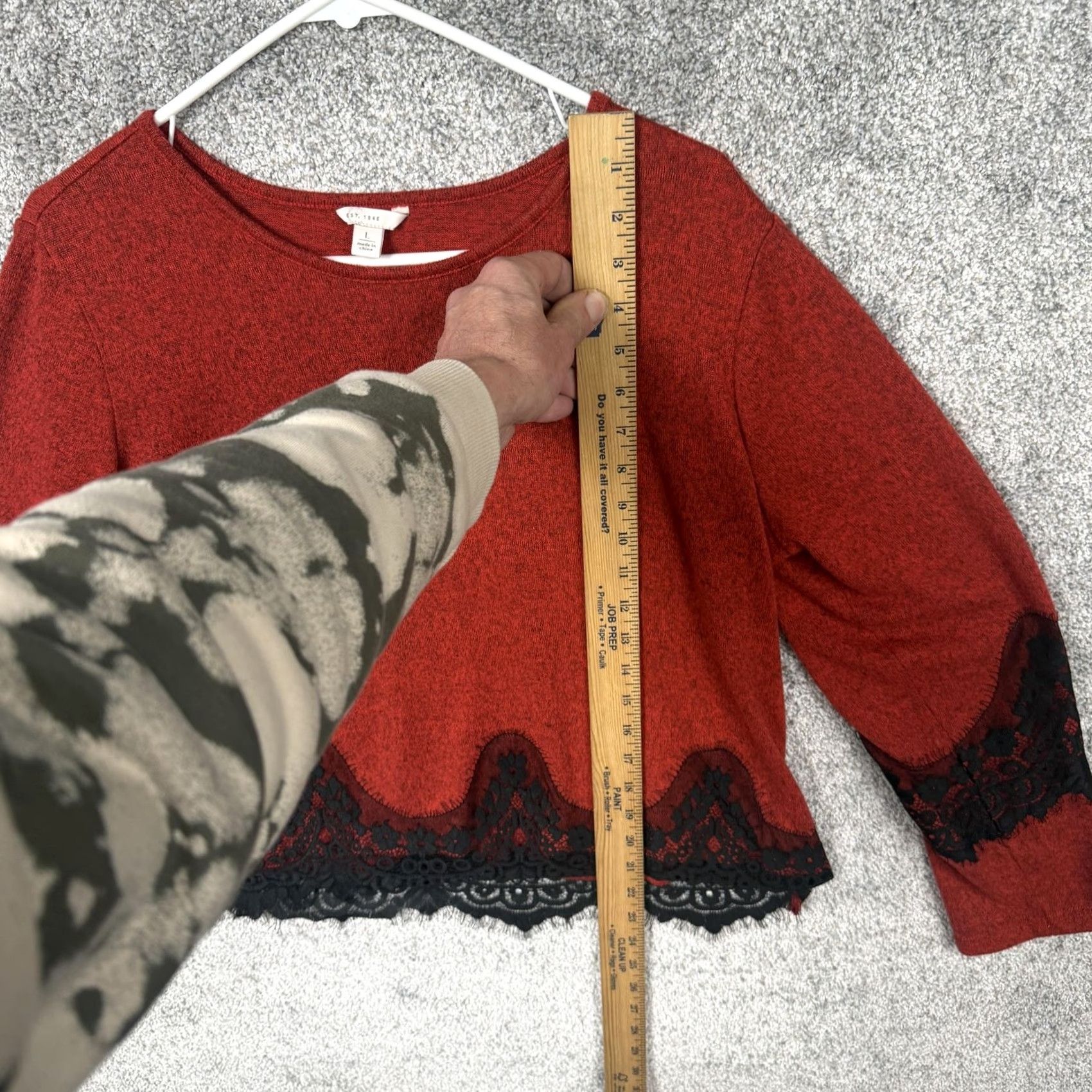 Vintage VINTAGE Dark Romantic Gothic Red Sweater L Vampy Victorian Noir Alt Grunge Moody Lace Size L / US 10 / IT 46 - 2 Thumbnail
