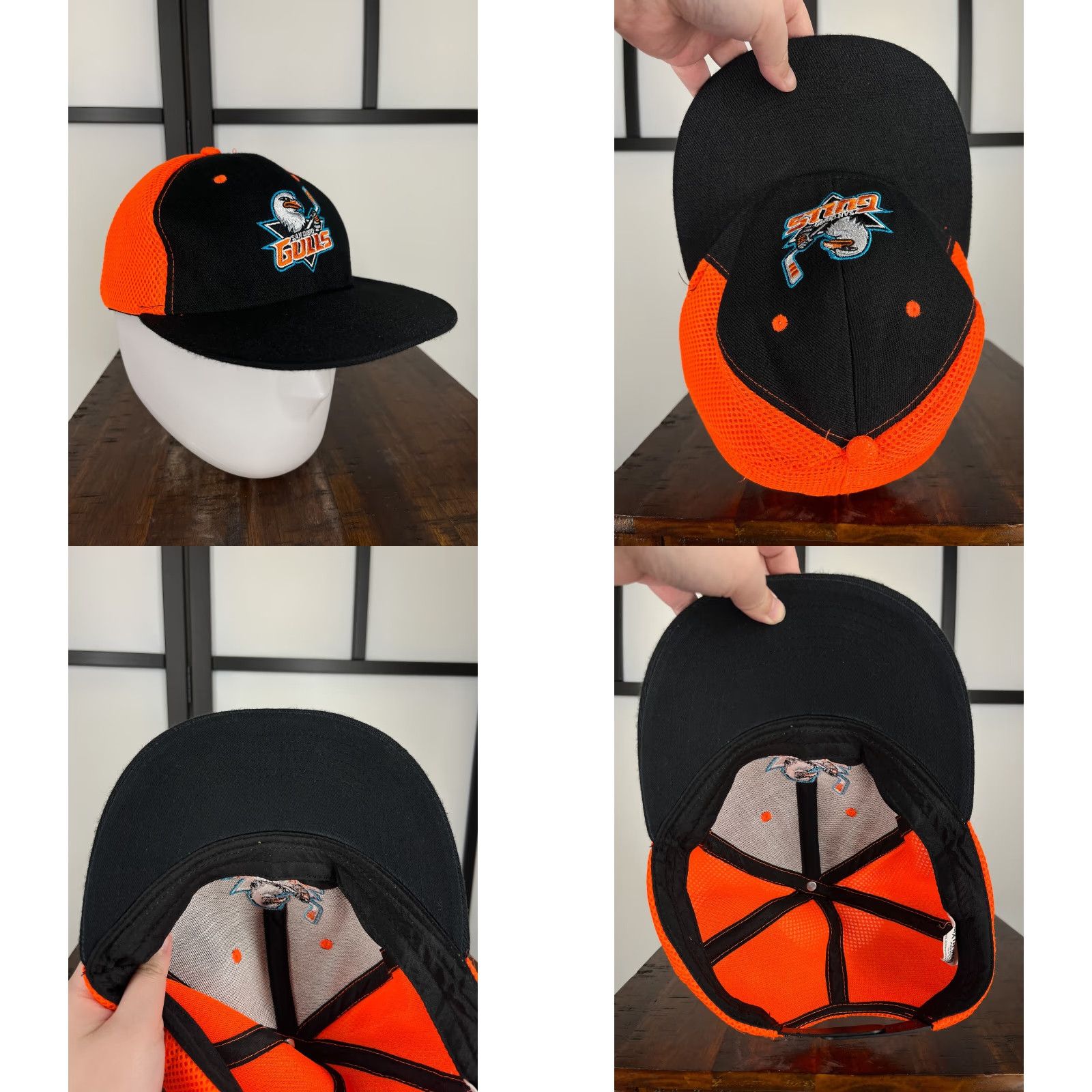 Vintage VINTAGE San Diego Gulls Hat Cap Snap Back Adult Black Orange Embroider Poly Trucker AHL Size ONE SIZE - 8 Thumbnail