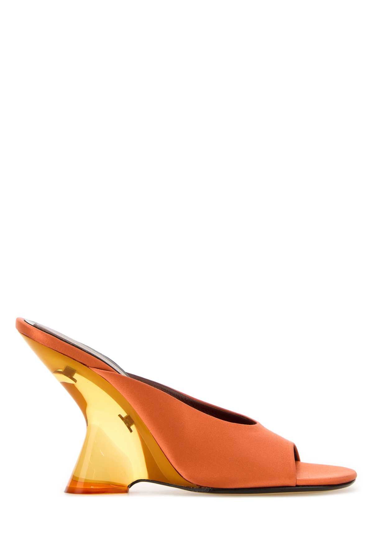 Dries Van Noten Orange Satin Mules Size US 8 / IT 38 - 1 Thumbnail